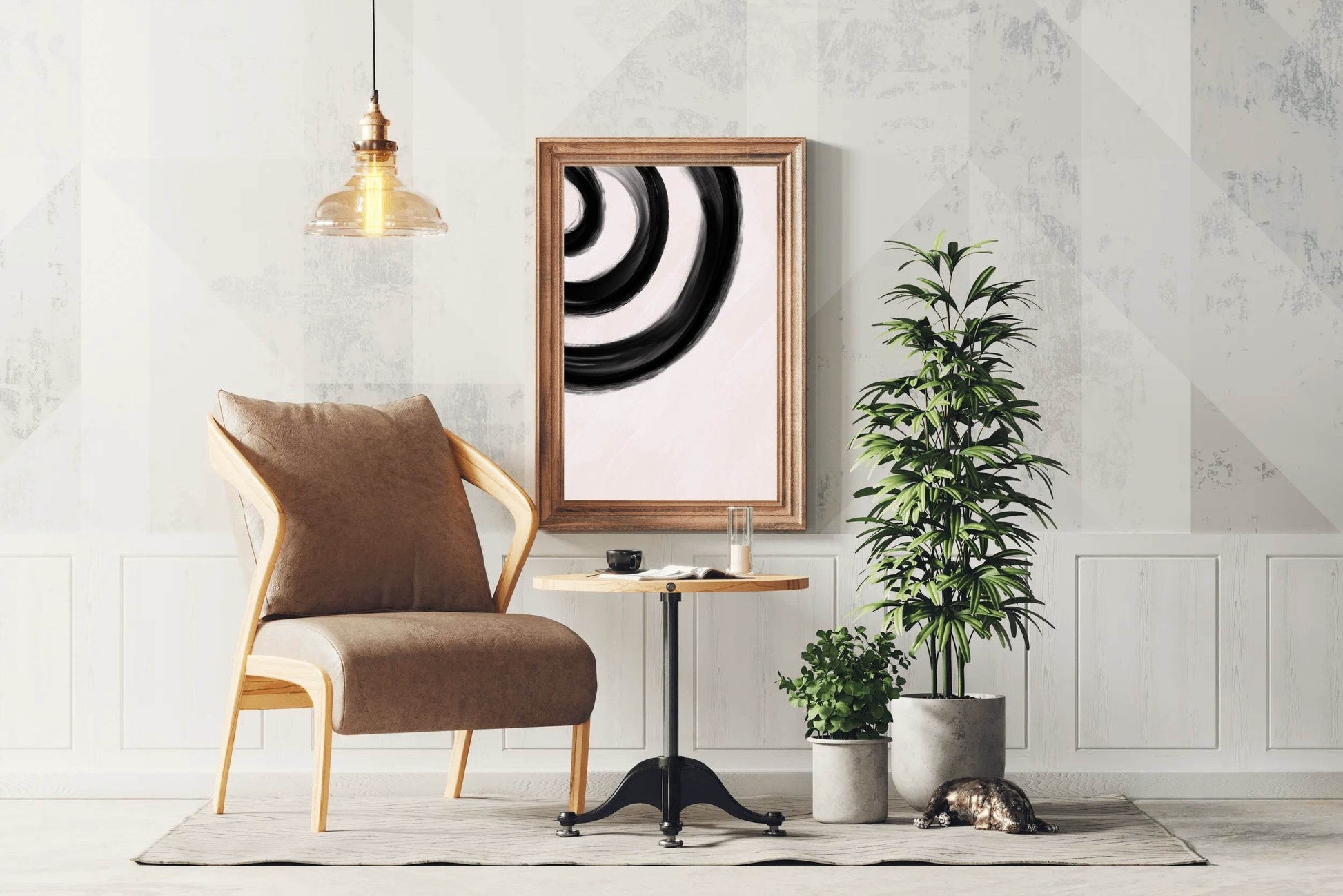 Black Half Circle Painting Wall Art - beink online art store