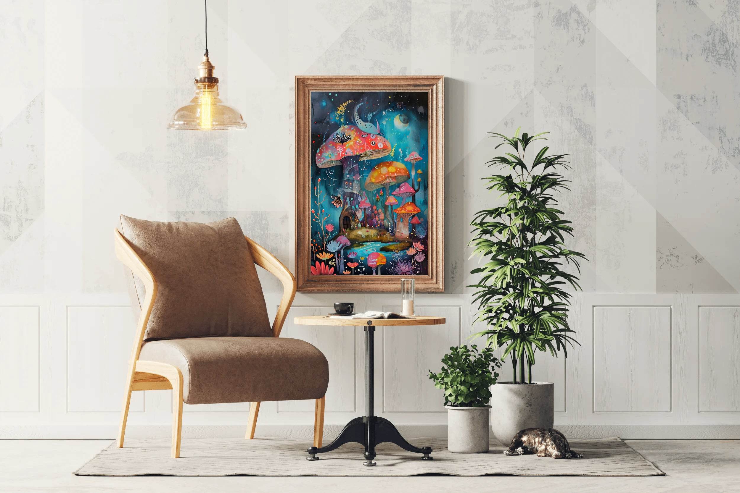 Colorful Painting of Mushroom House Wall Art - beink online art store
