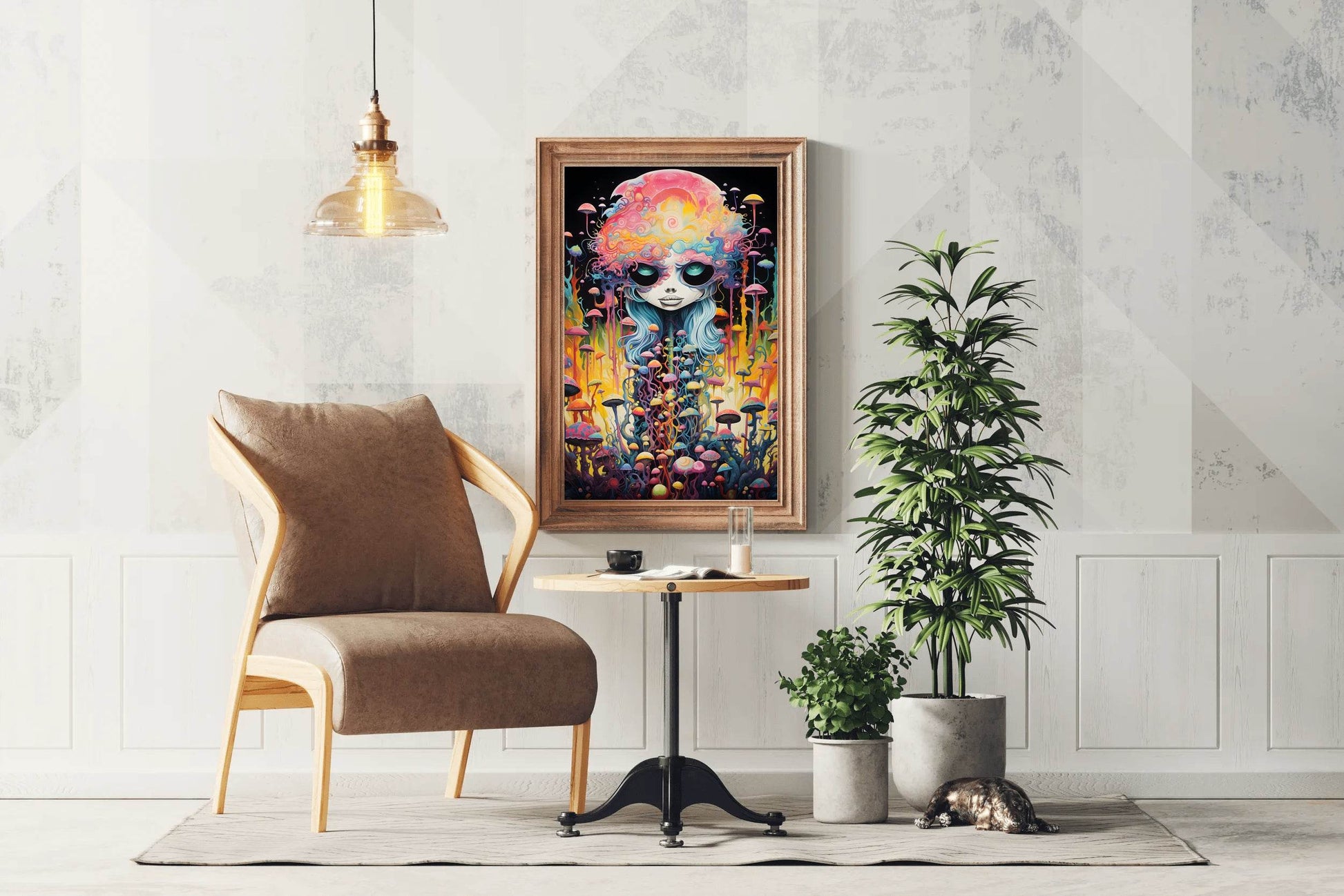Fantasy Anime Head Mushroom Wall Art - beink online art store