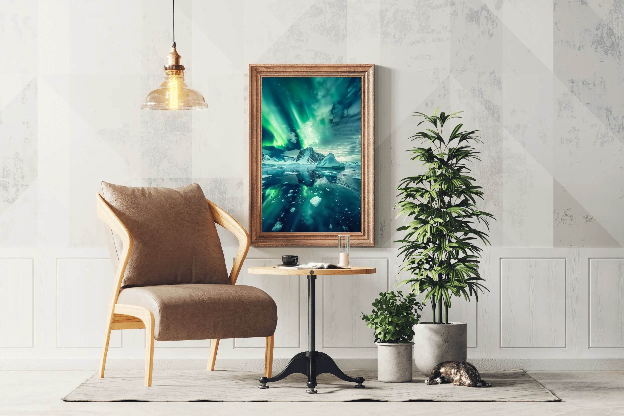 Aurora Australis Over Antarctic Icebergs Wall Art - beink online art store