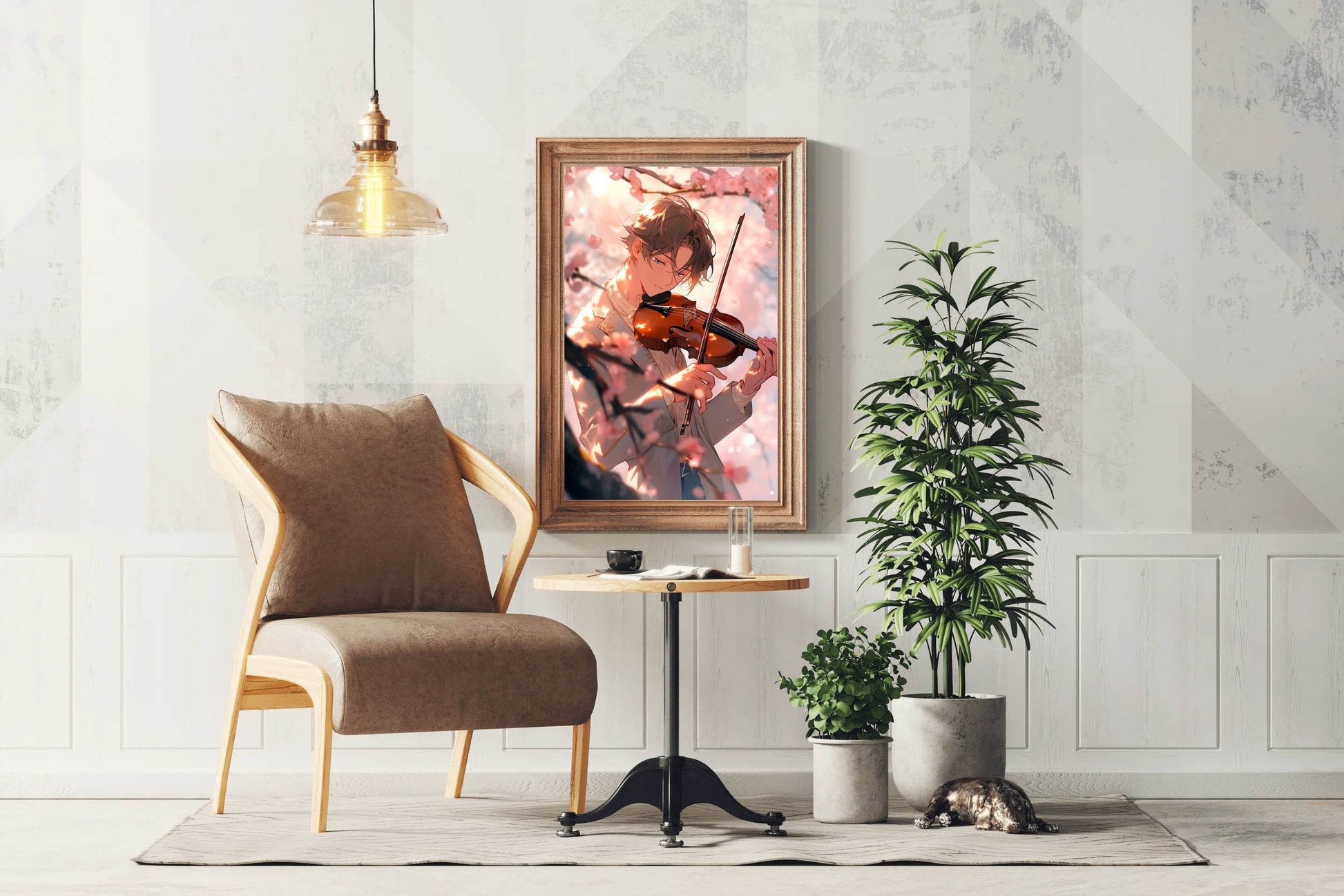Young Anime Boy Playing violin Wall Art - beink online art store