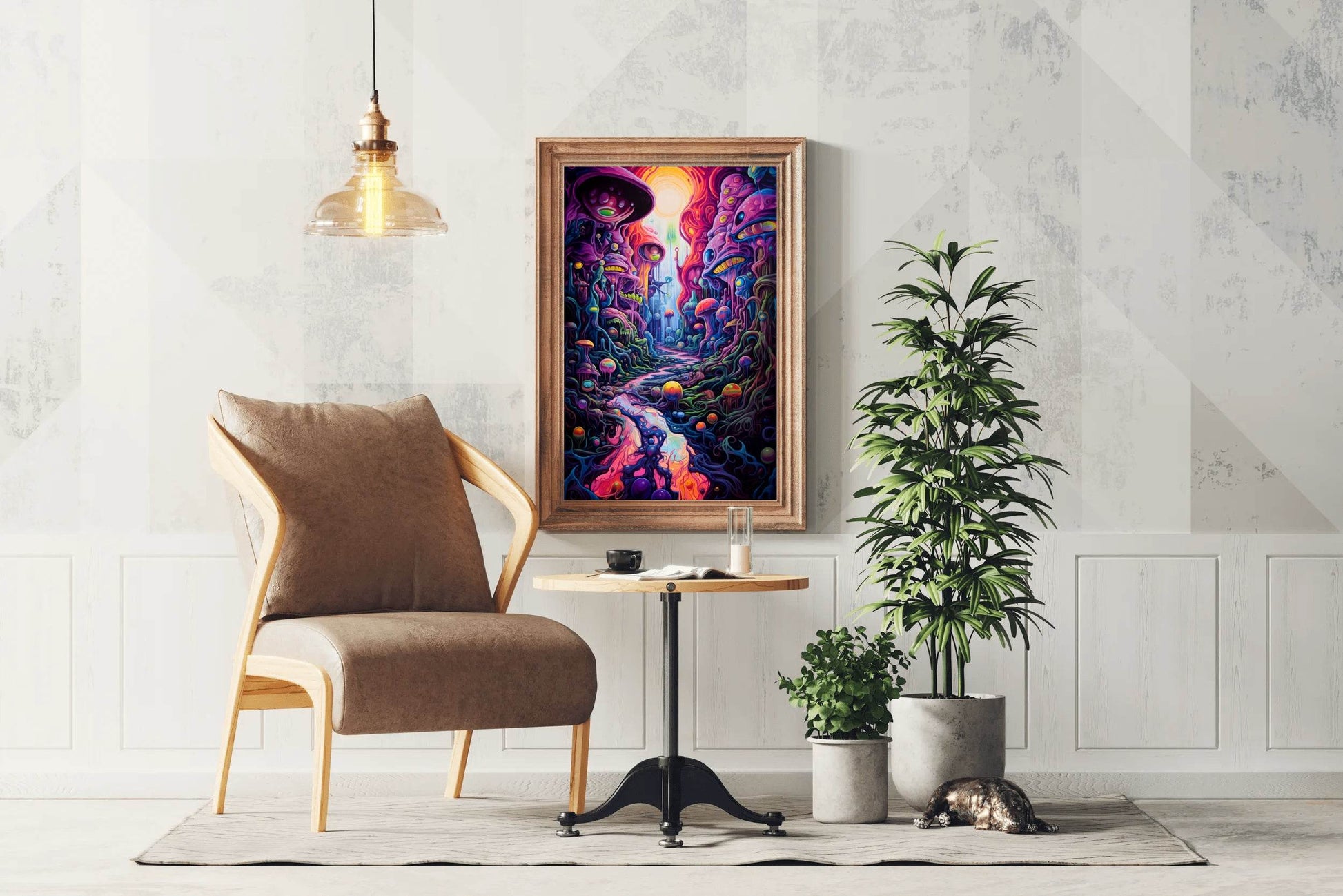 Colorful Fantasy Forest With Mushrooms Wall Art - beink online art store