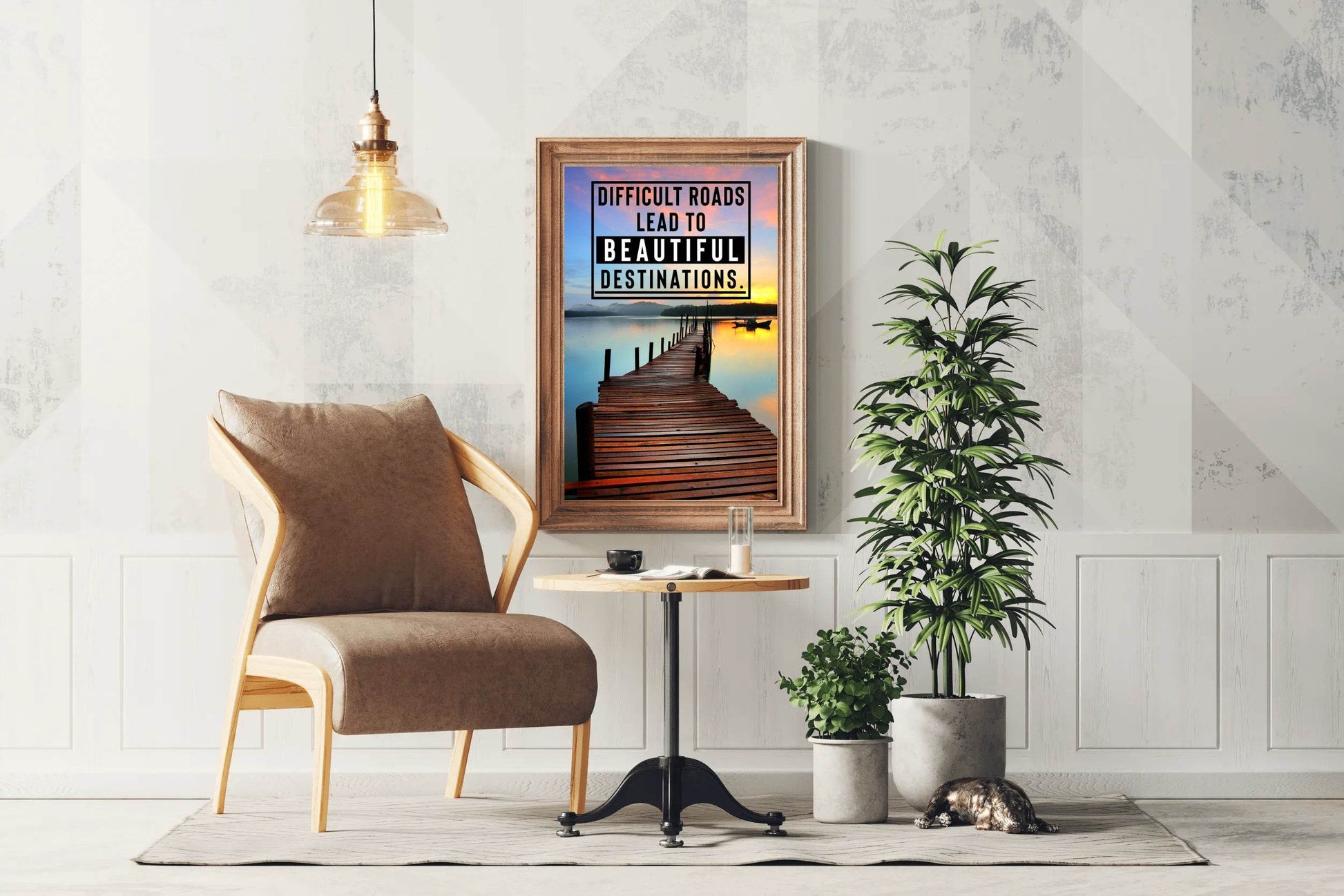 Difficult Road Beautiful Destinations Motivational Wall Art - beink online art store
