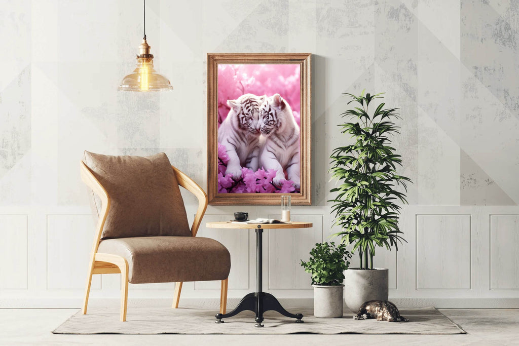 Pair of White Tiger Animal Wall Art - beink online art store