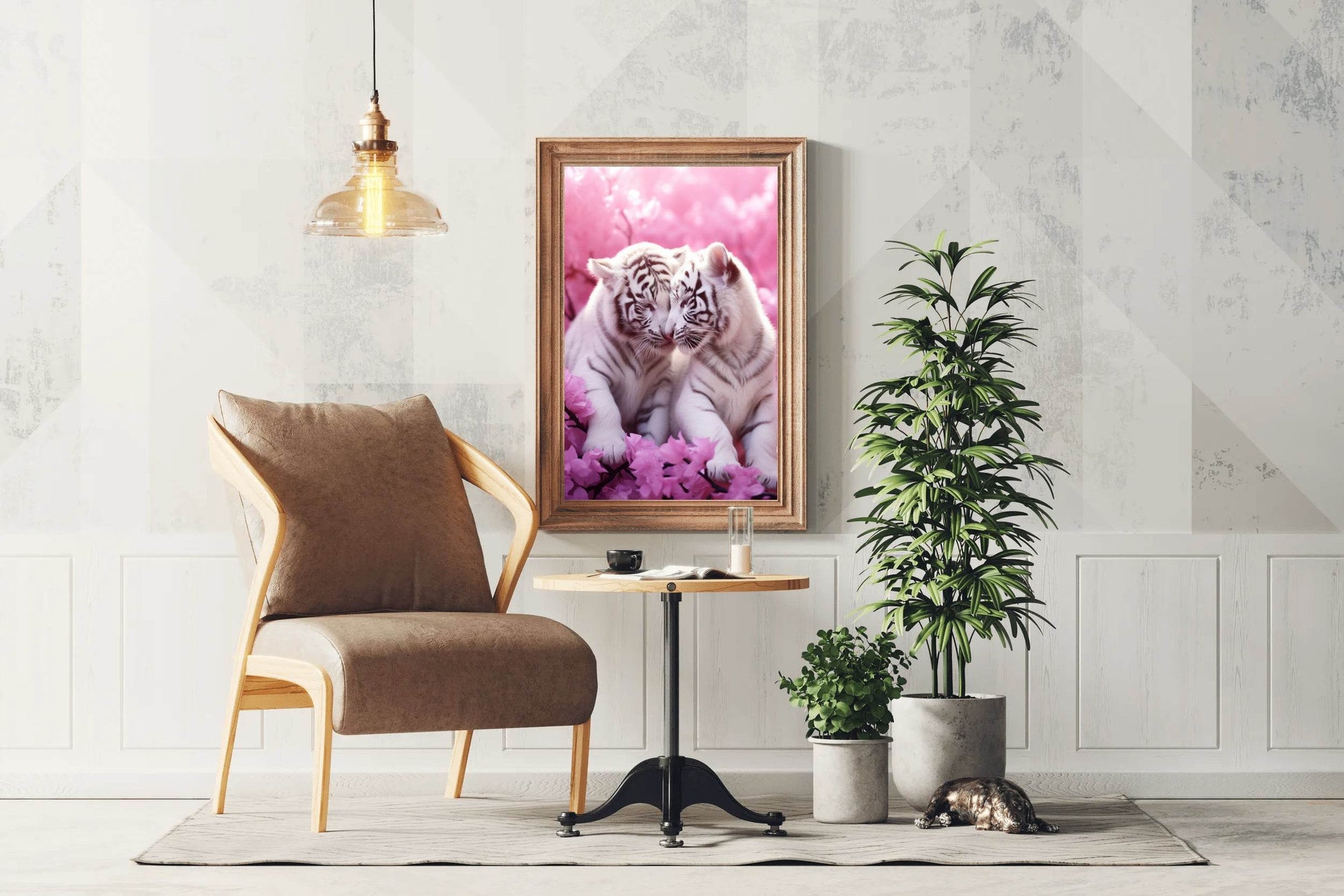 Pair of White Tiger Animal Wall Art - beink online art store