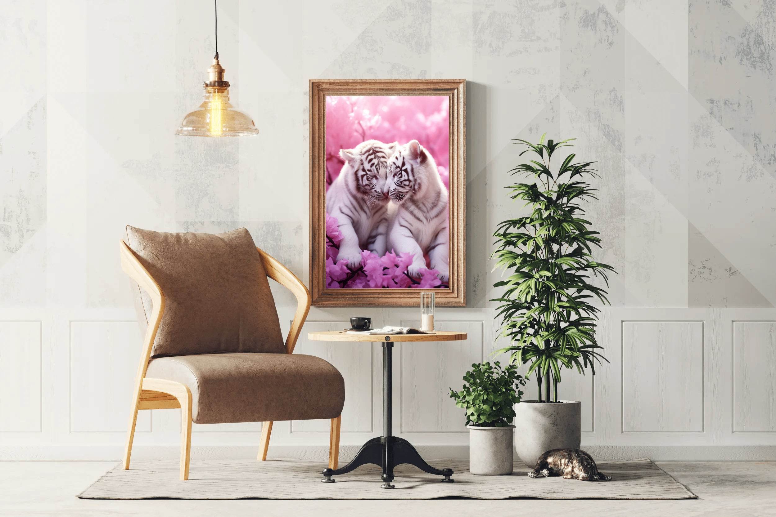 Pair of White Tiger Animal Wall Art - beink online art store