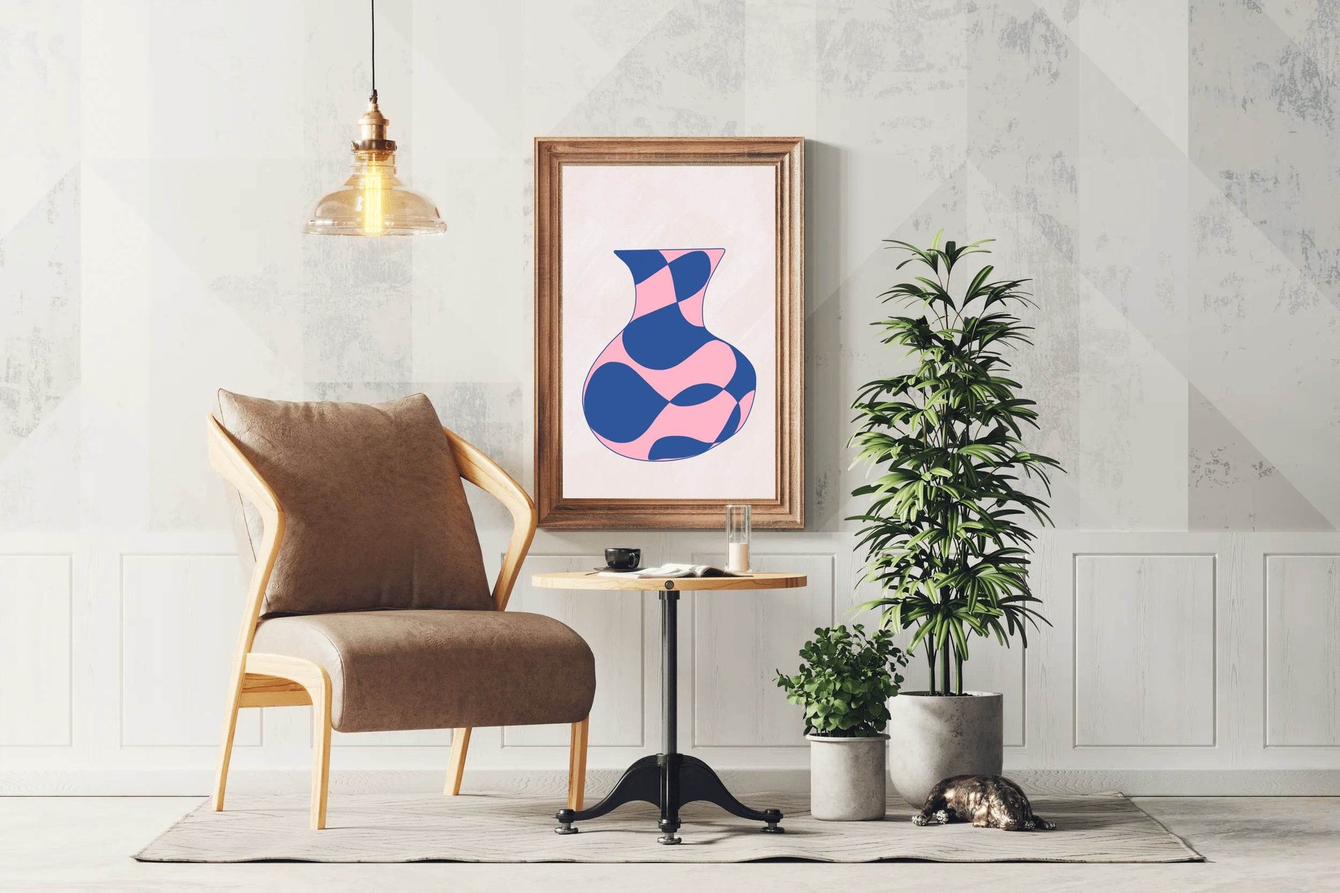 Pink And Blue Vase Wall Art - beink online art store