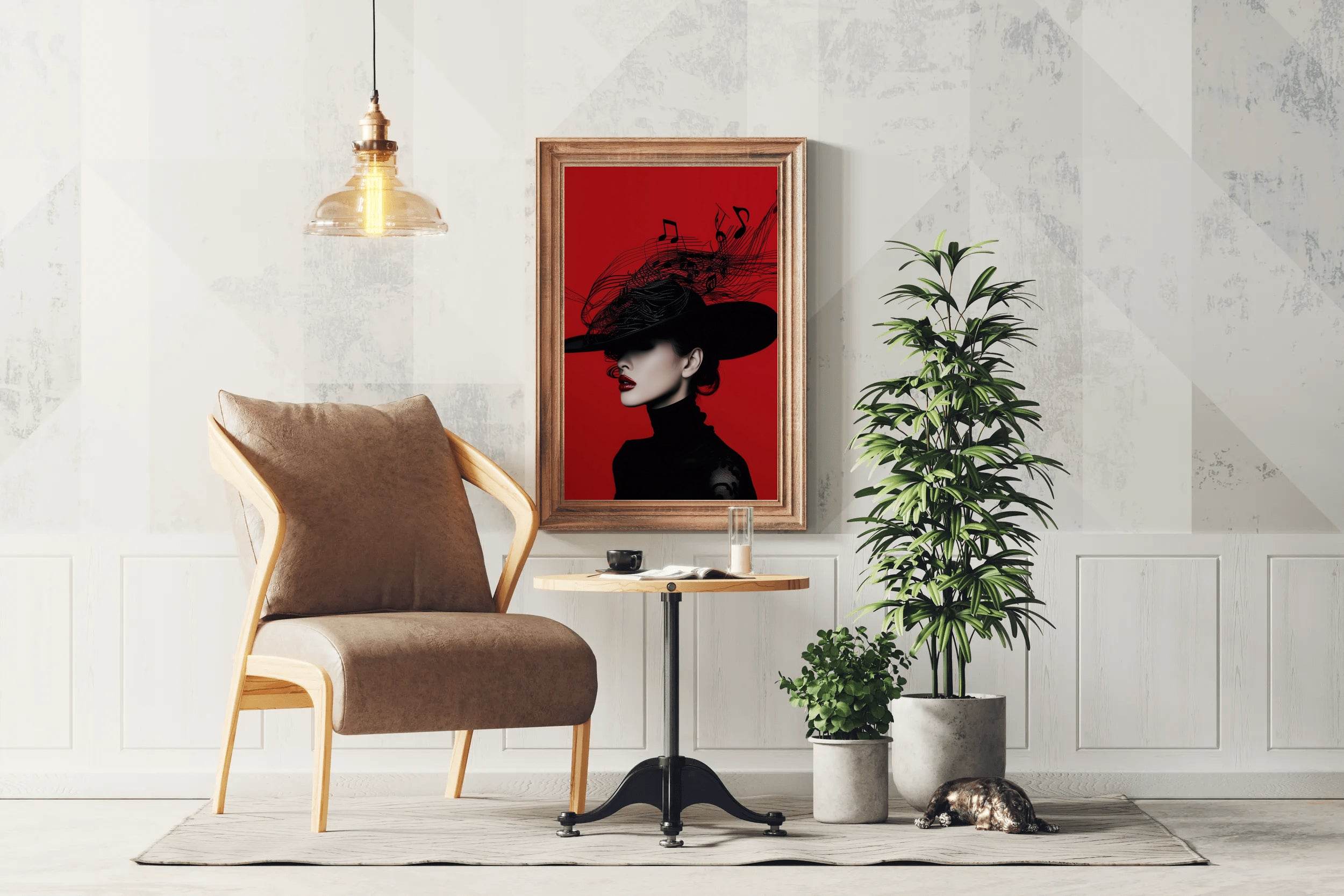 Elegant Lady With Black Hat Modern Wall Art - beink online art store