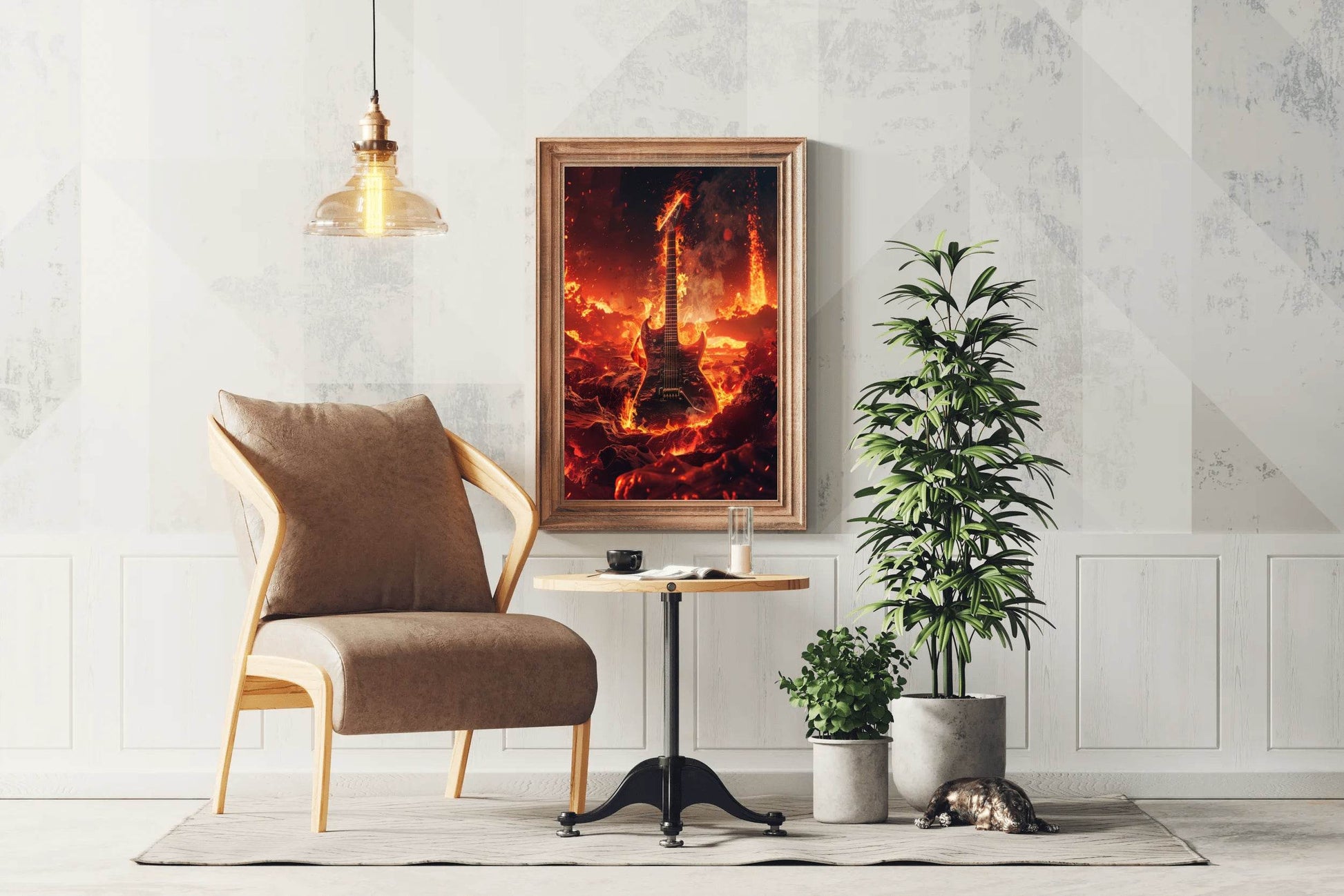 Fiery Rock Guitar Wall Art - beink online art store
