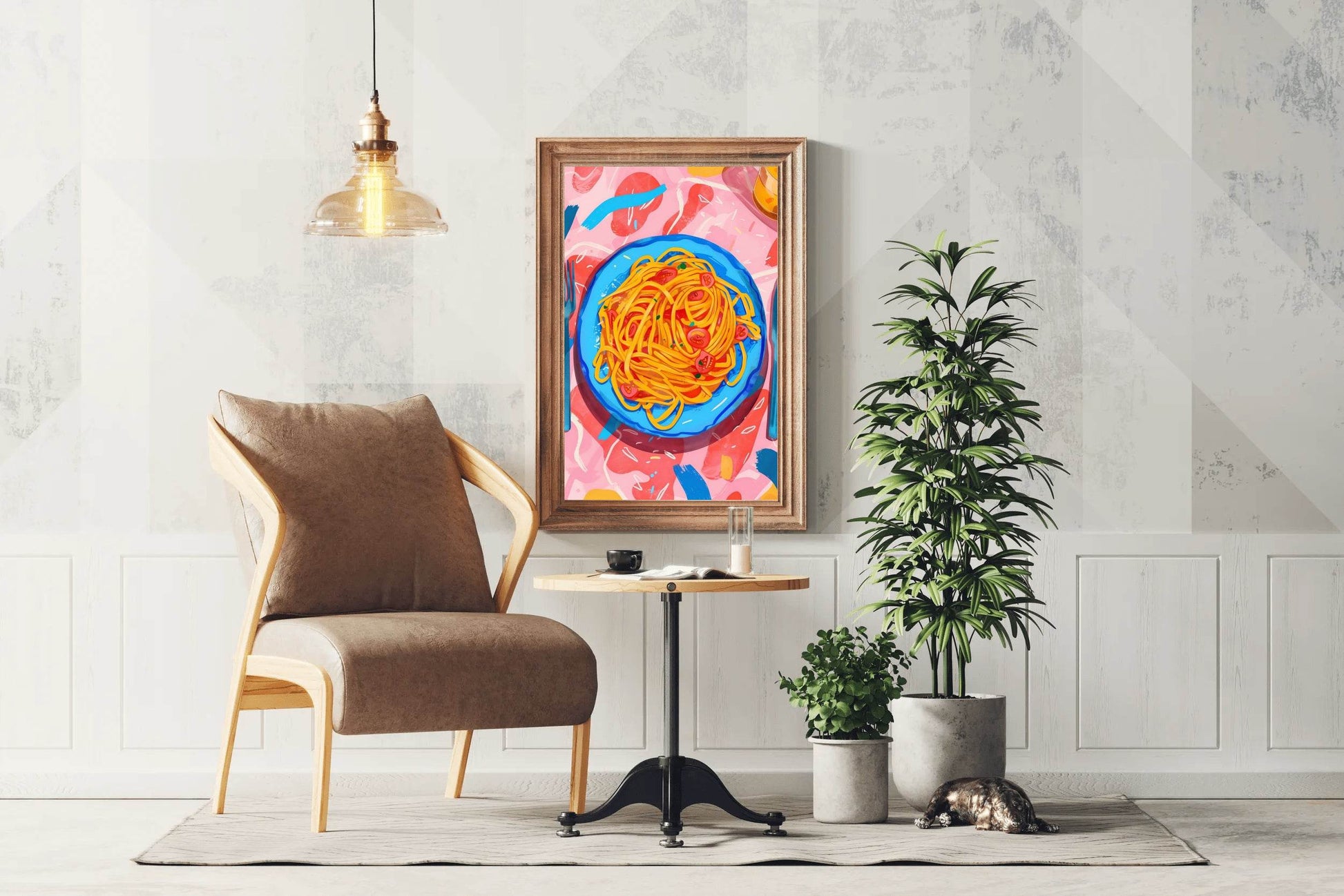 Painting Plate of Spaghetti with Tomato Sauce Wall Art - beink online art store