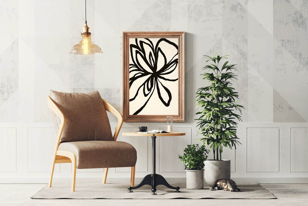 Abstract Black Floral Modern Wall Art - beink online art store