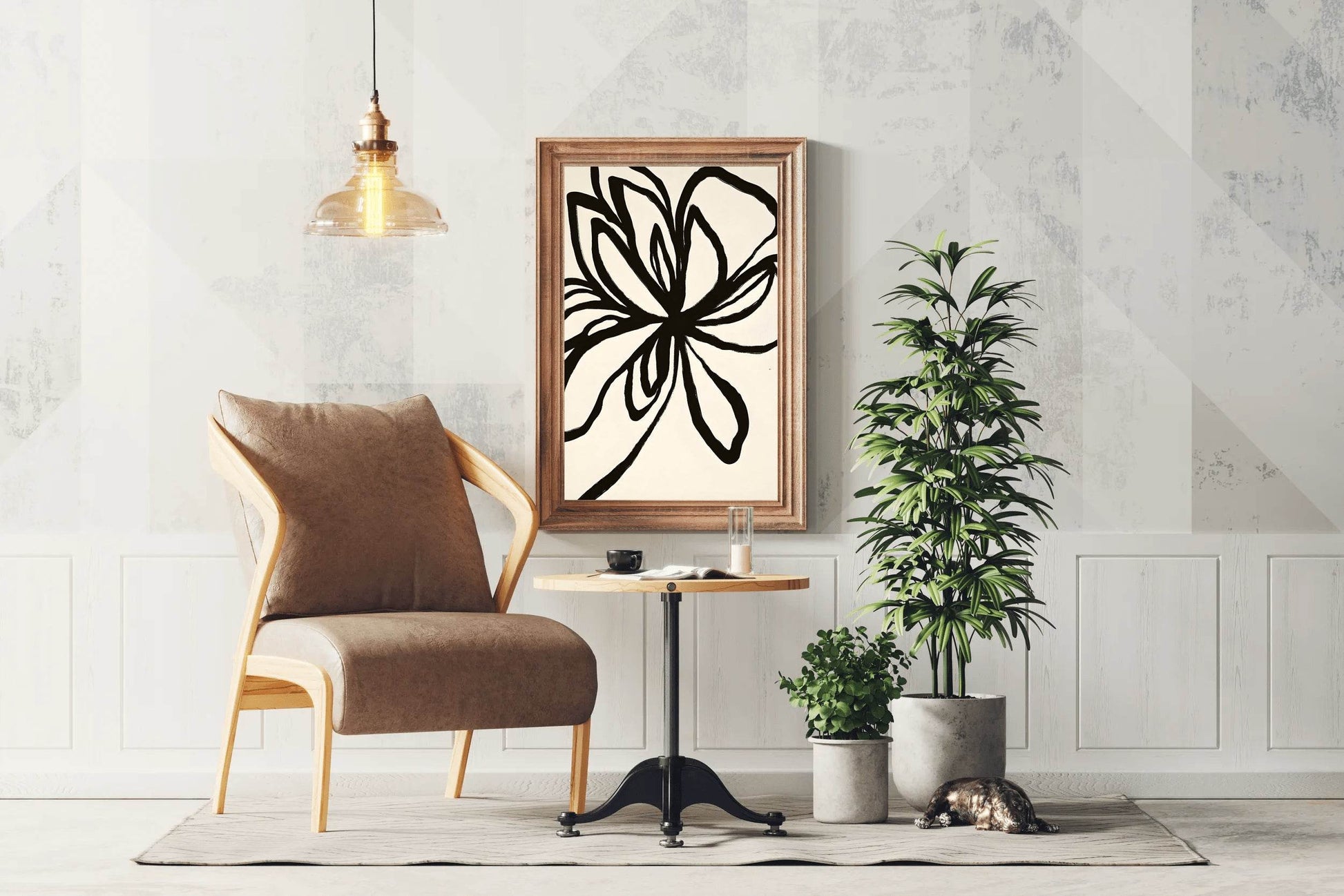 Abstract Black Floral Modern Wall Art - beink online art store