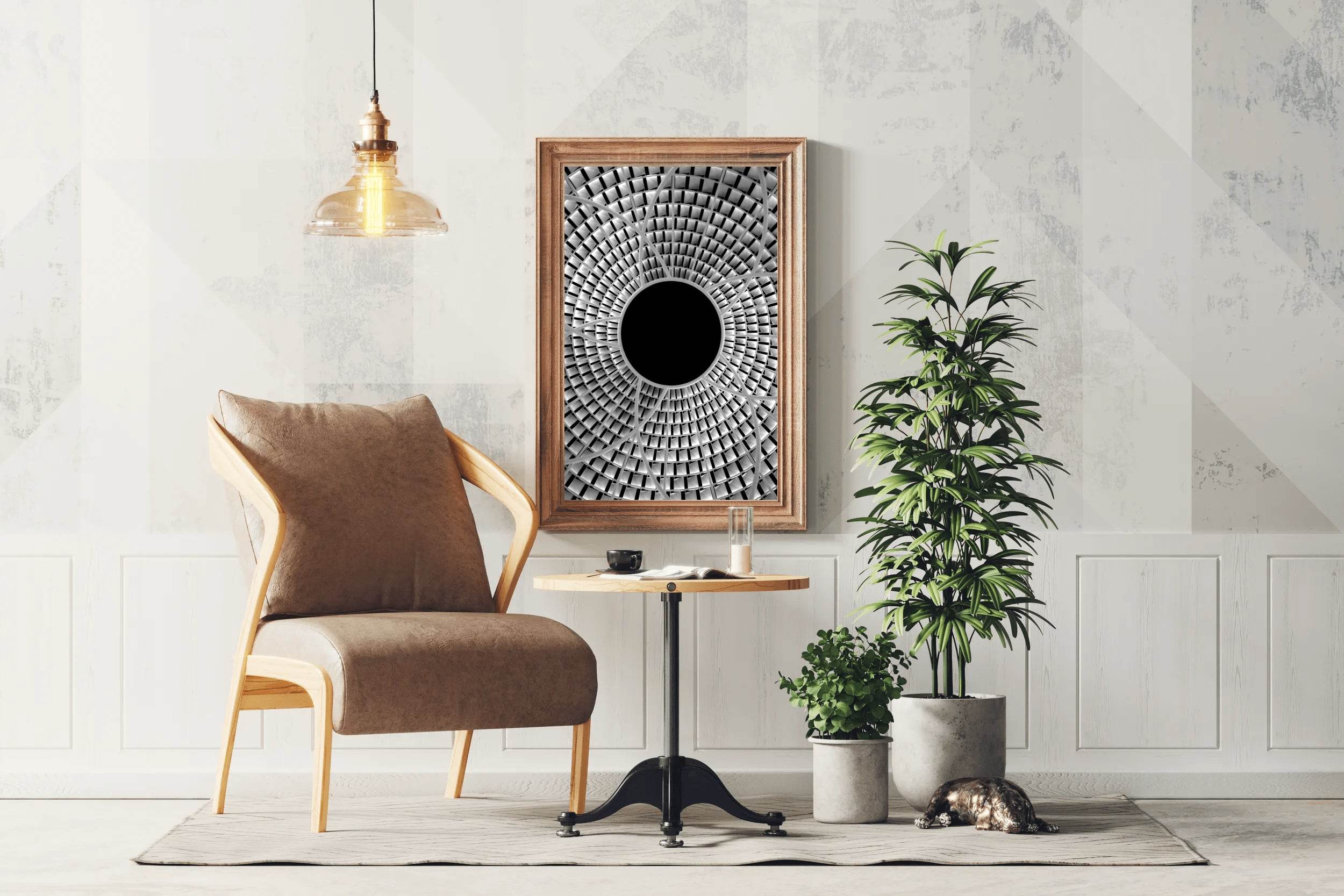 Open Hole Ceiling Architecture Black & White Wall Art - beink online art store