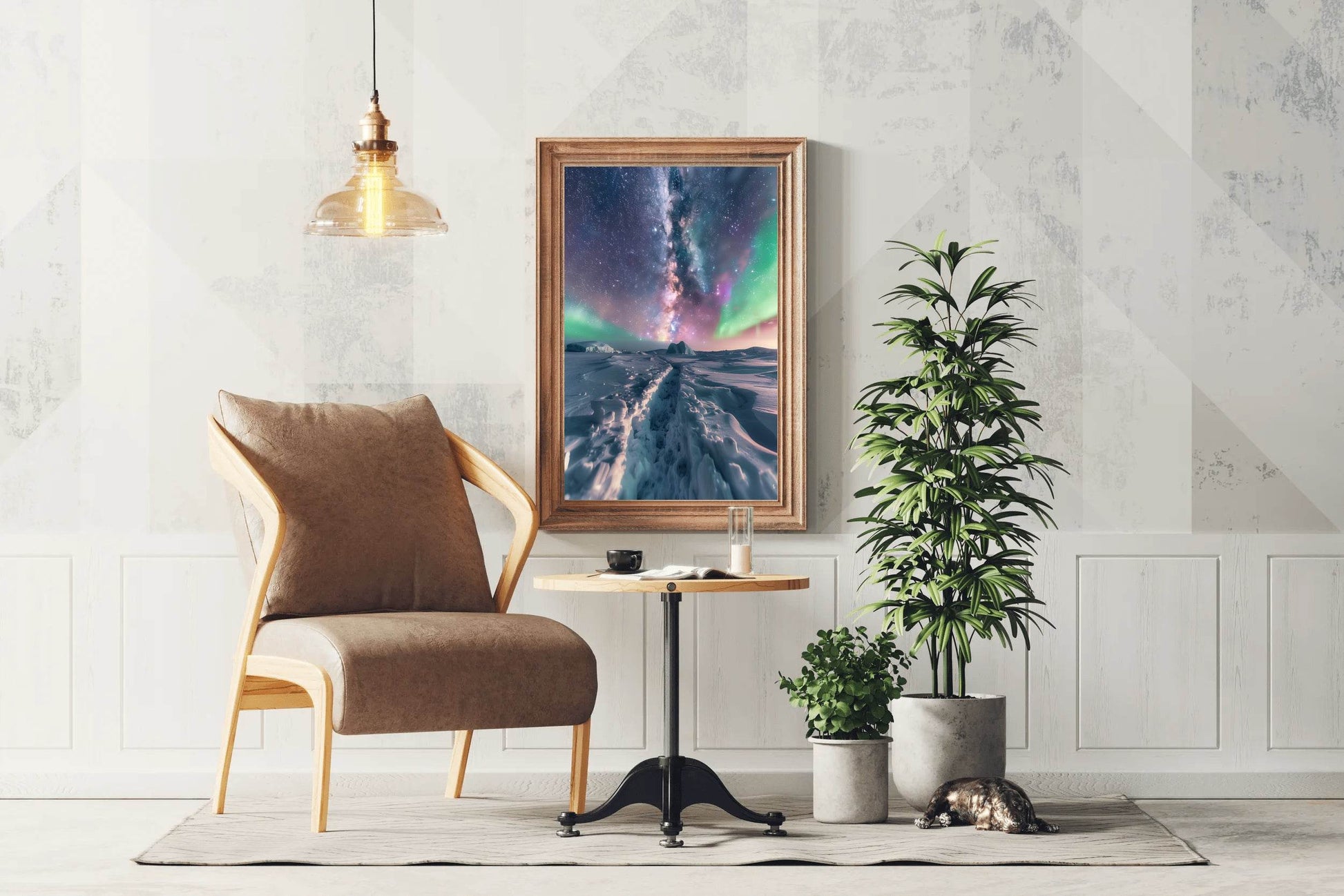 Northern lights in the Sky Over Snow Wall Art - beink online art store