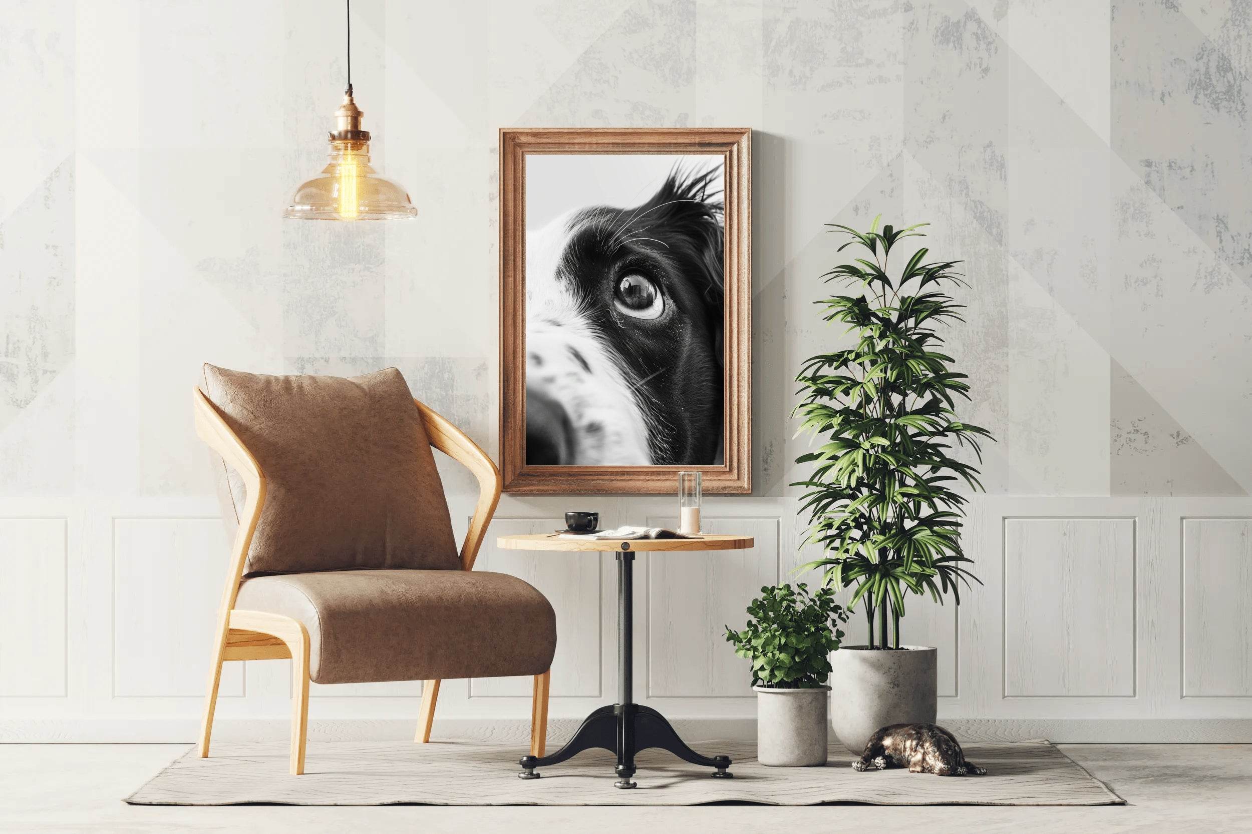 Border Collie Dog Black & White Wall Art - beink online art store