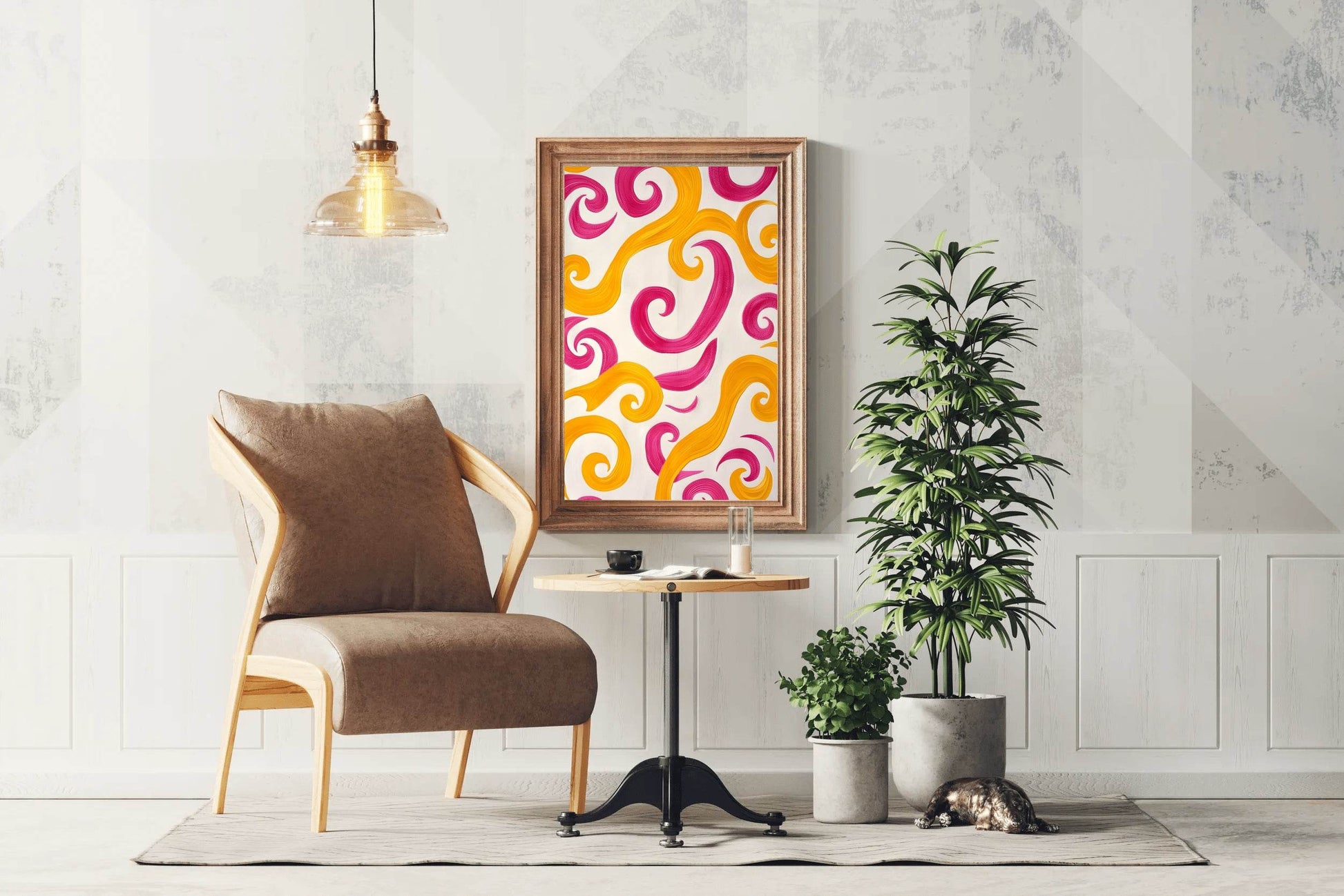 Orange and Pink Swirl Digital Art - beink online art store