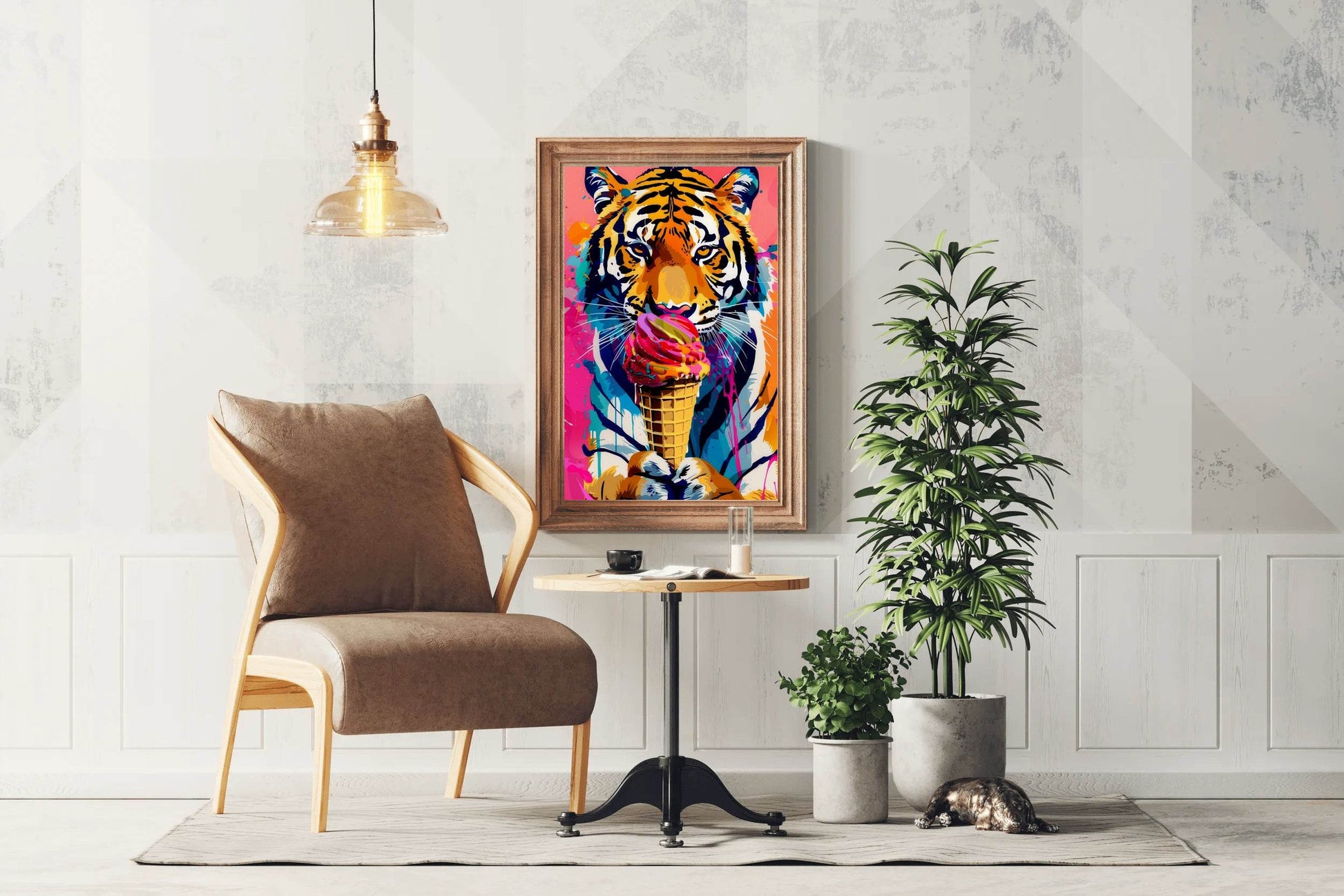 tiger eating ice cream Wall Art - beink online art store