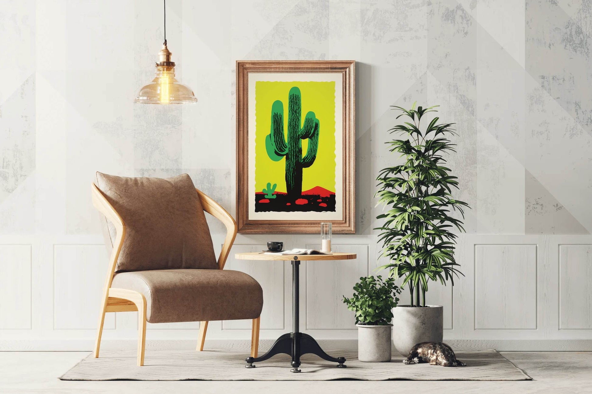 Vibrant Green Saguaro Cactus Wall Art - beink online art store
