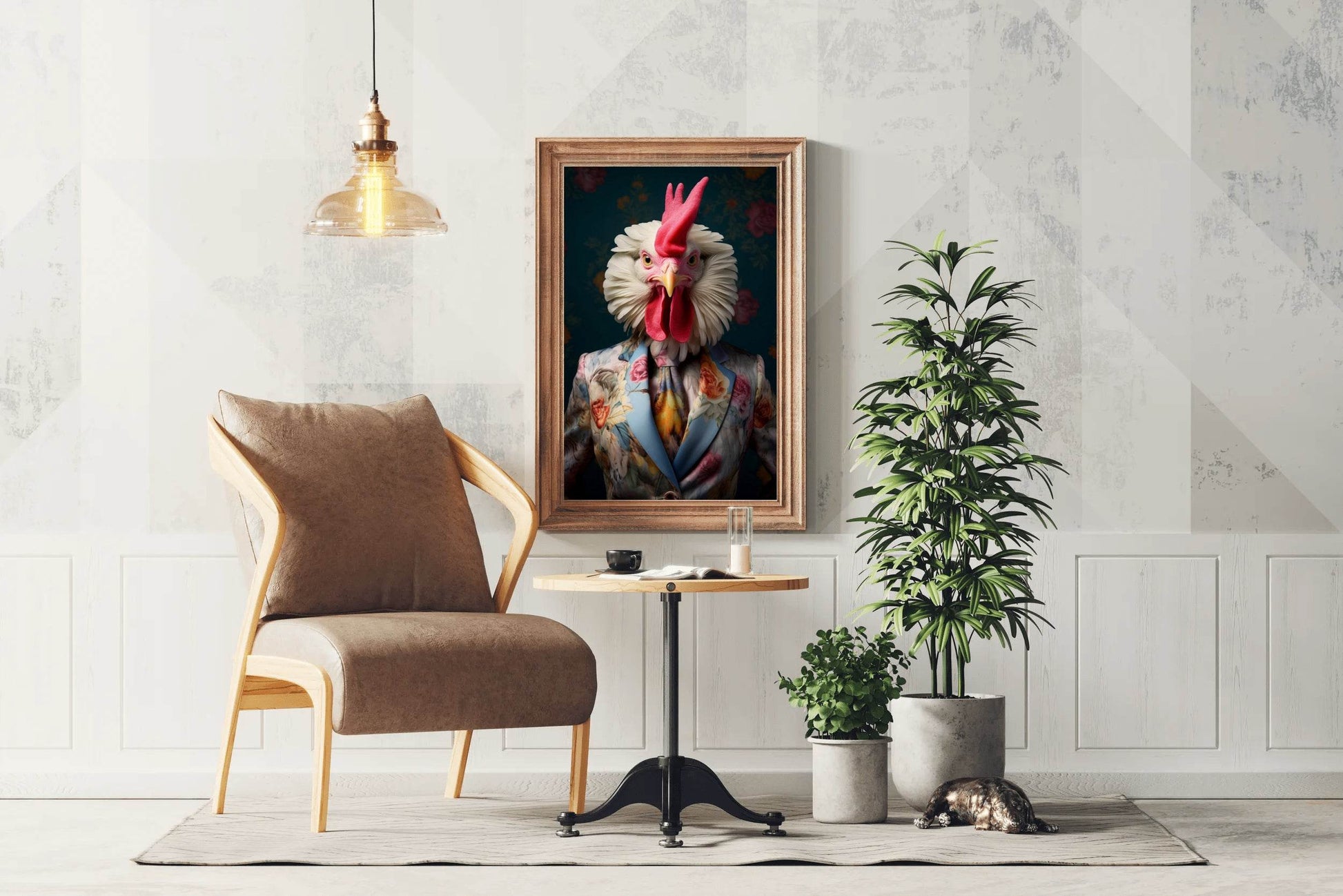 Fashionable Rooster in Party Dress Wall Art - beink online art store
