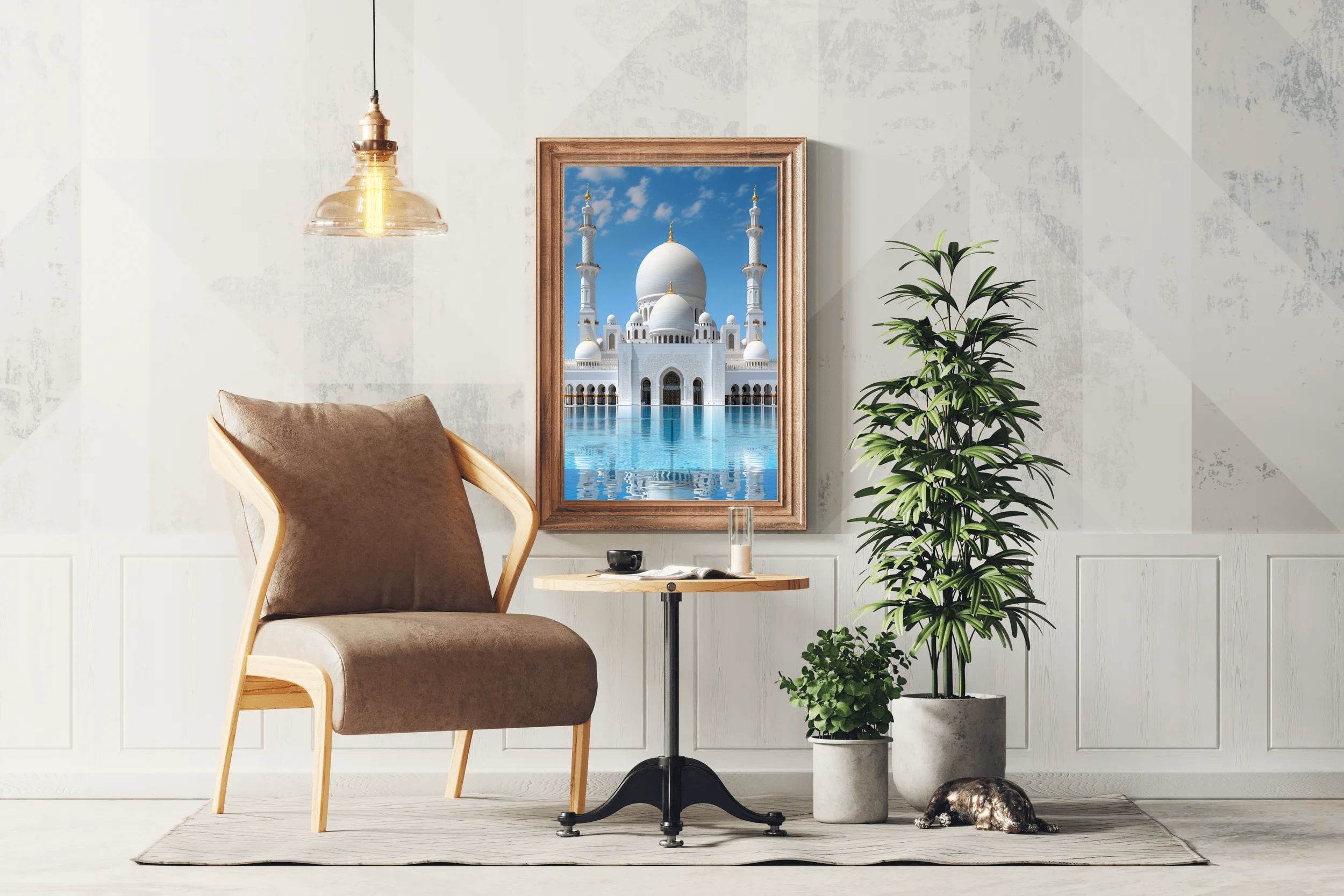 White Mosque surrounded by Water Wall Art - beink online art store
