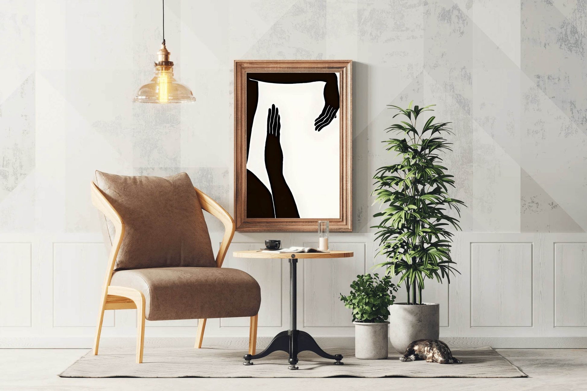 Black Silhouette of Hands Modern Wall Art - beink online art store