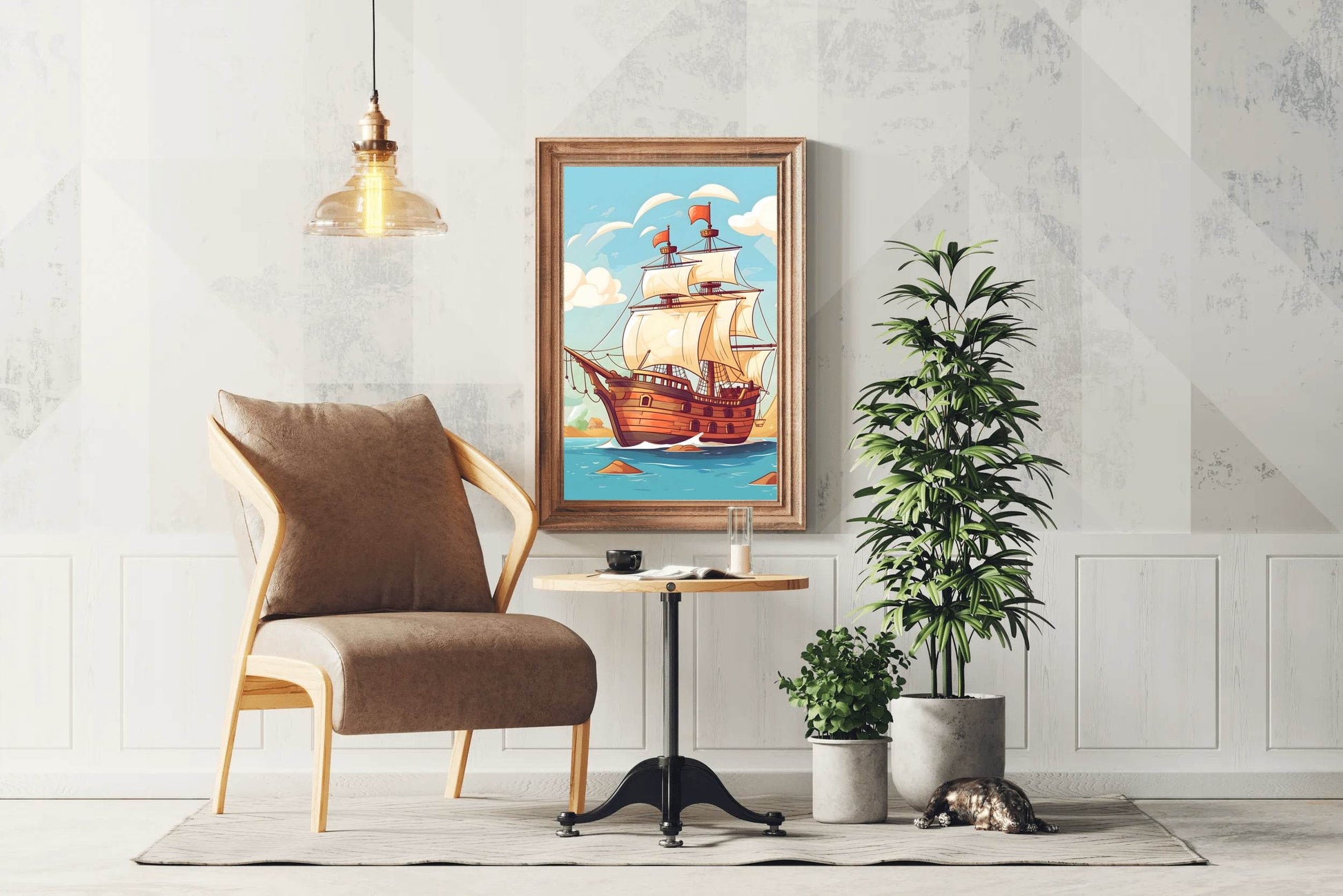 Cartoonish Illustration of Pirates Ship - beink online art store