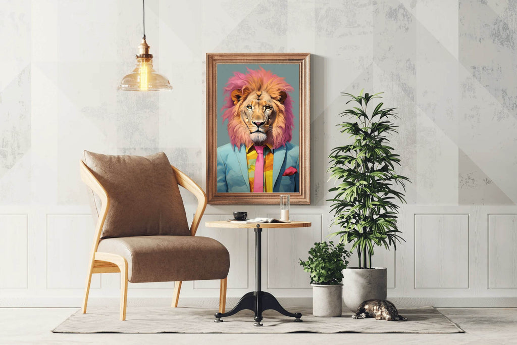 Colorful Painting of Lion Wearning Suit - beink online art store