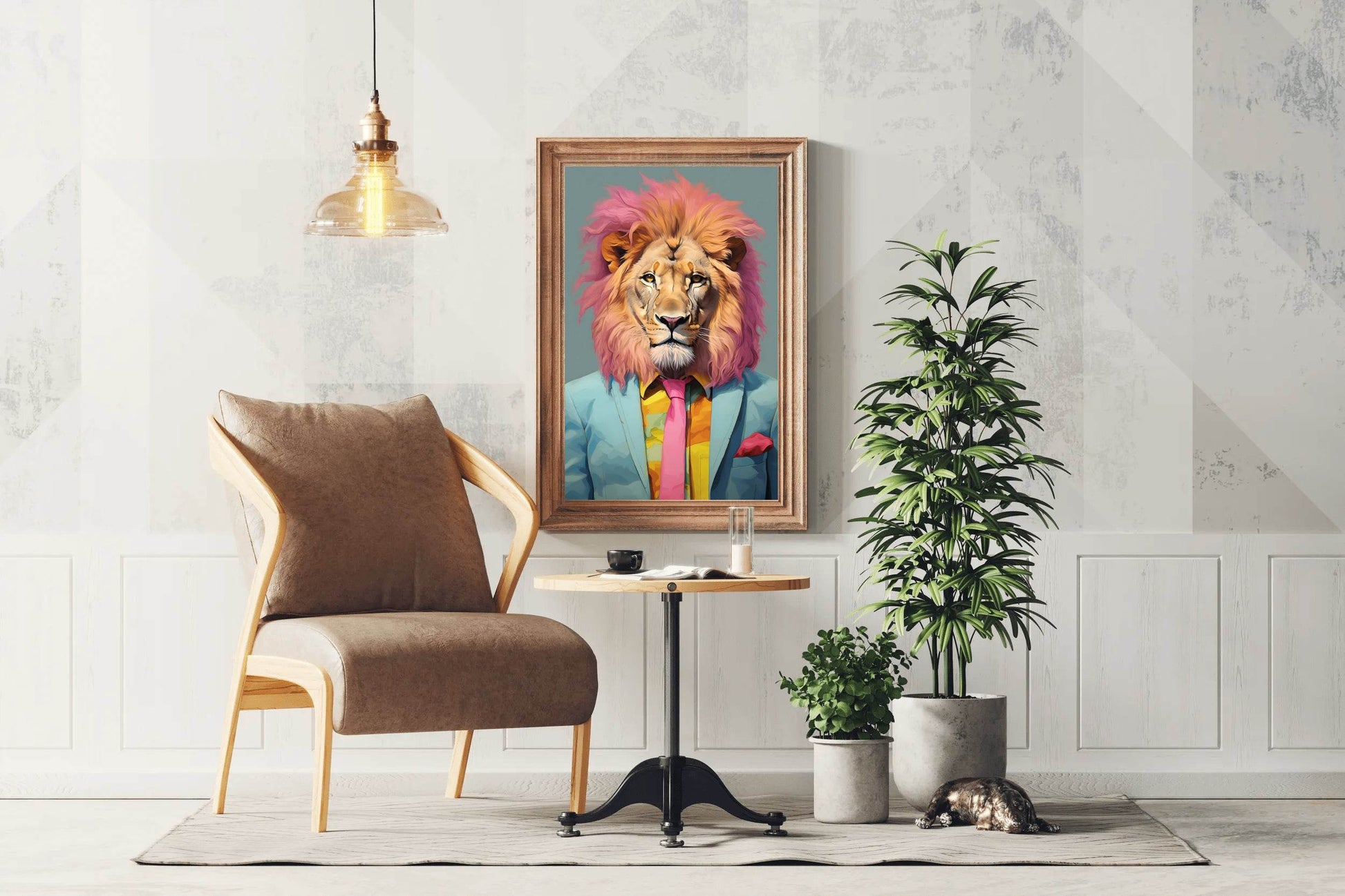 Colorful Painting of Lion Wearning Suit - beink online art store