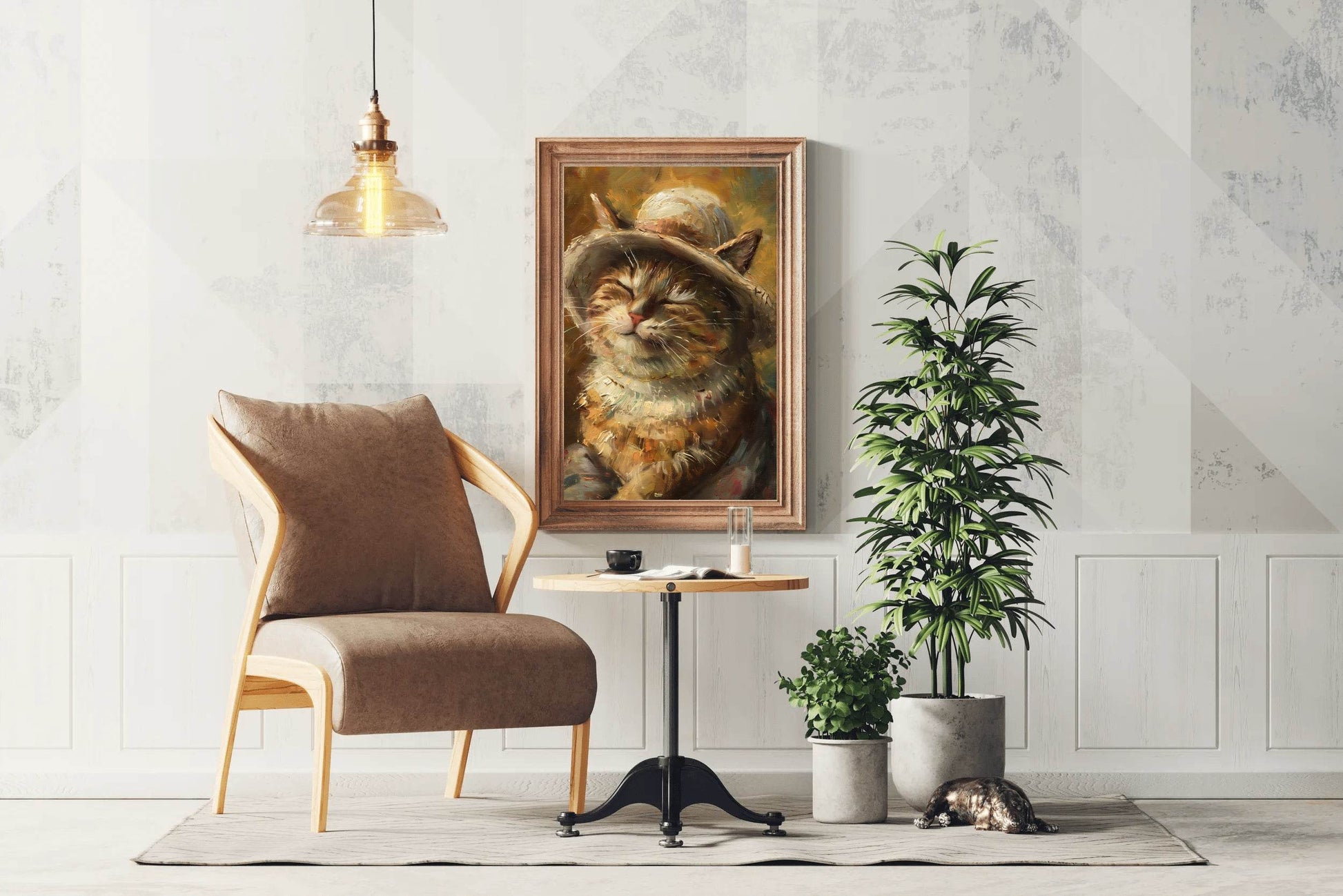 Brush Stroked Painting of Sleepy Cat - beink online art store