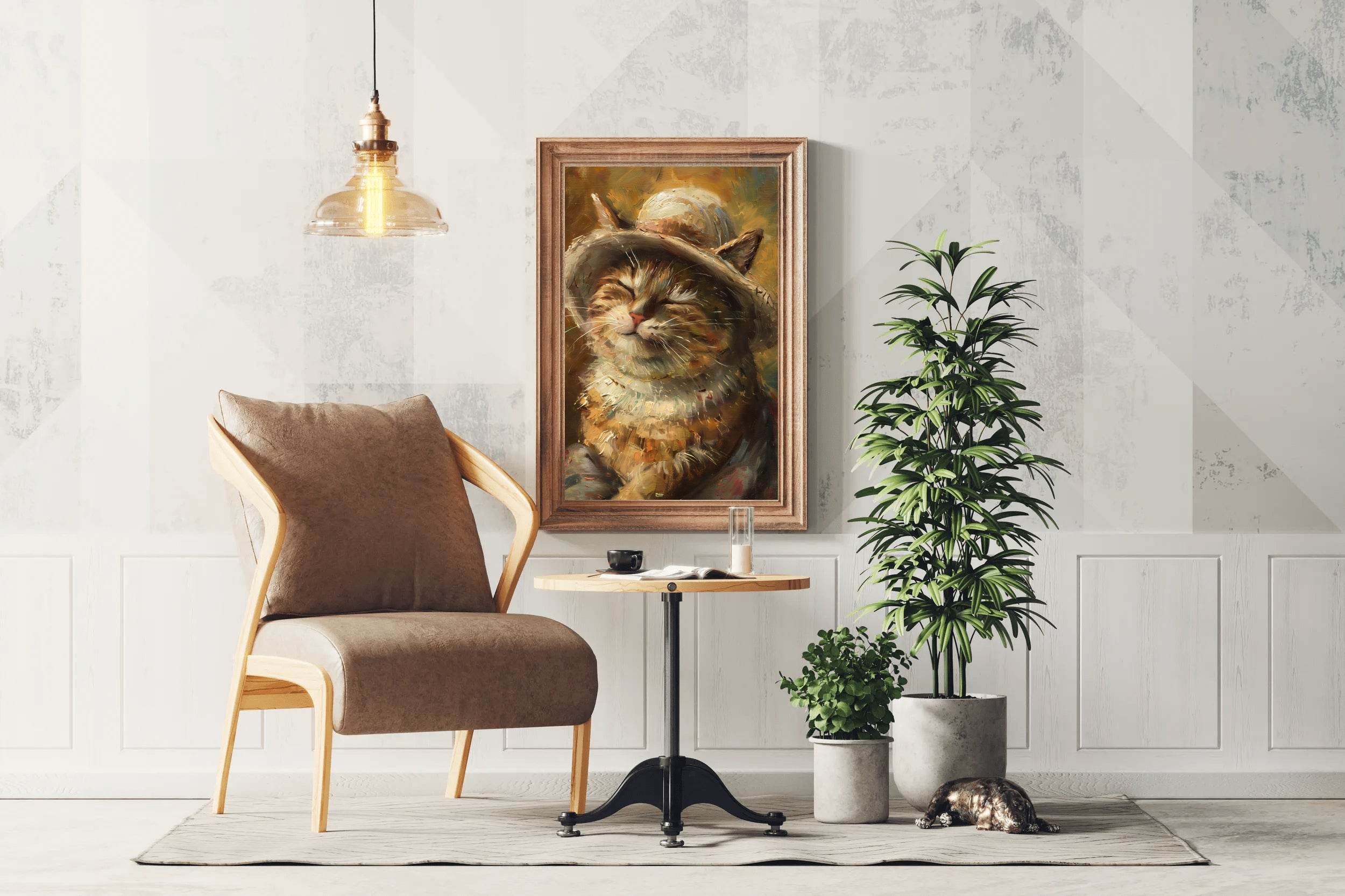Brush Stroked Painting of Sleepy Cat - beink online art store