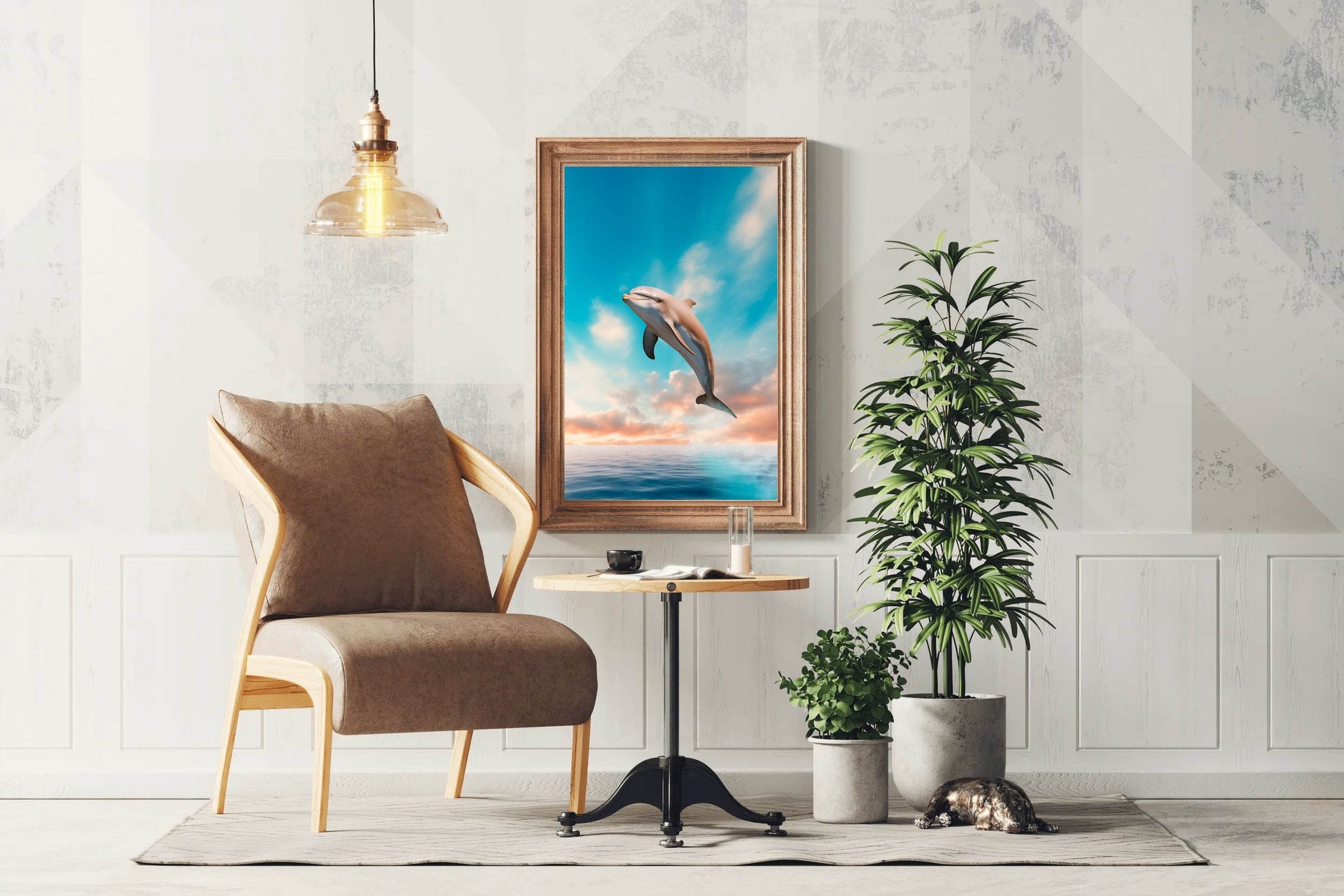 Fantsy Dolphin Jumping Out of Water Wall Art - beink online art store