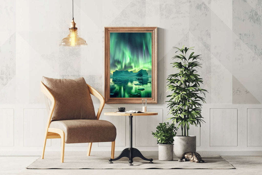 Aurora Borealis Over Iceberg Wall Art - beink online art store