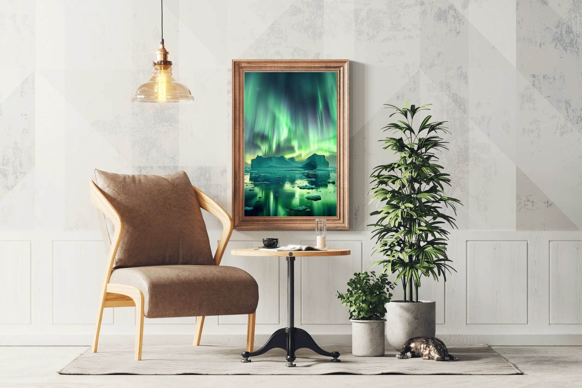 Aurora Borealis Over Iceberg Wall Art - beink online art store
