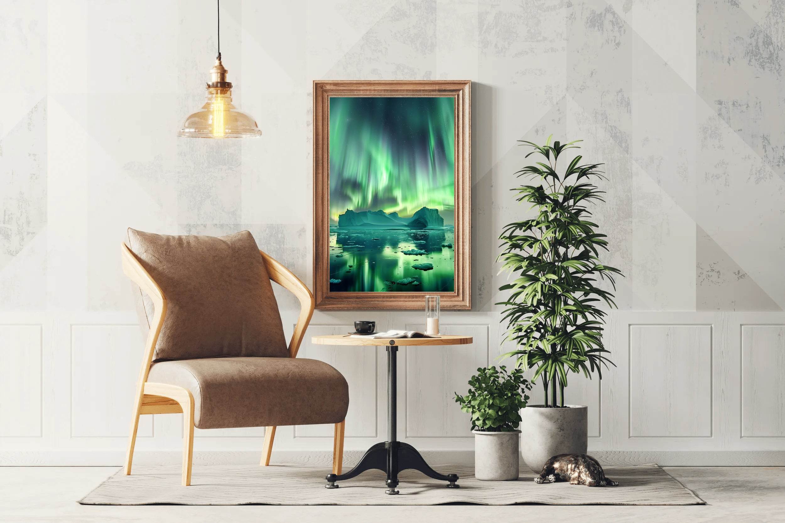 Aurora Borealis Over Iceberg Wall Art - beink online art store