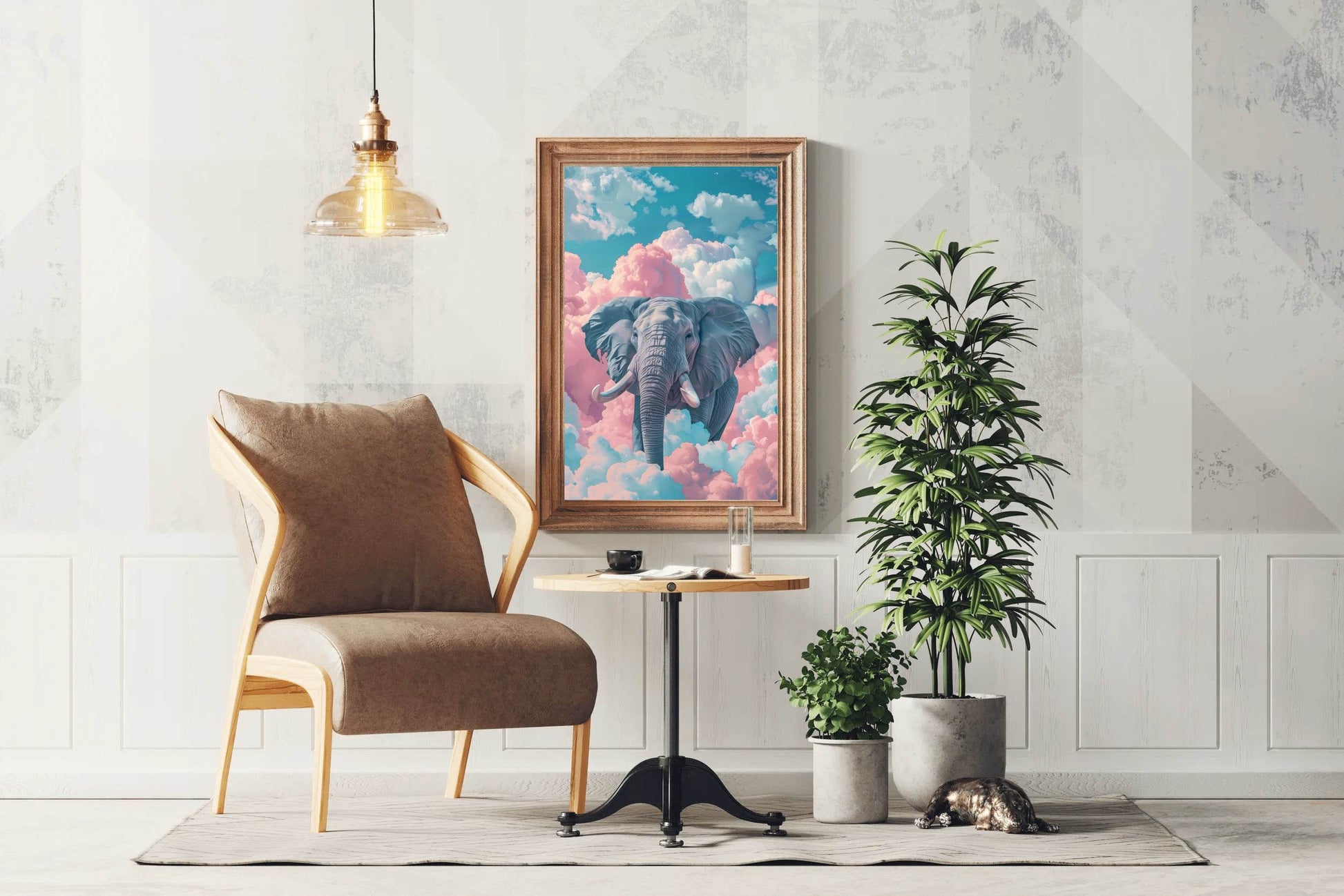 Watercolor Elephant in Clouds Animal Wall Art - beink online art store