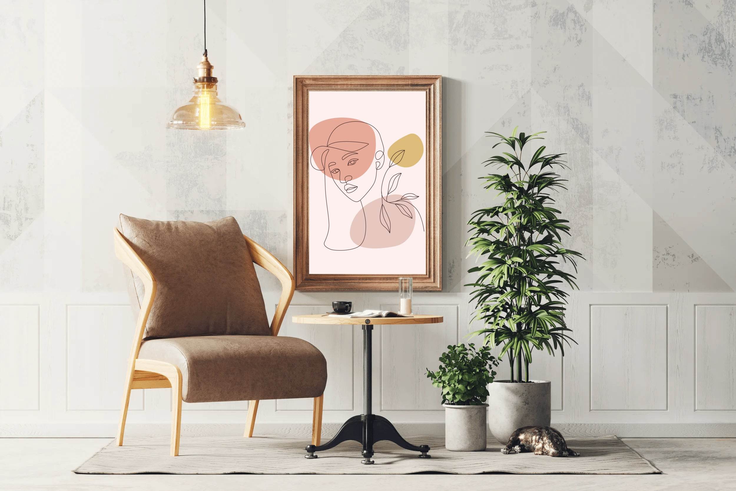 Minimal Design Of a Woman With a Hat Wall Art - beink online art store