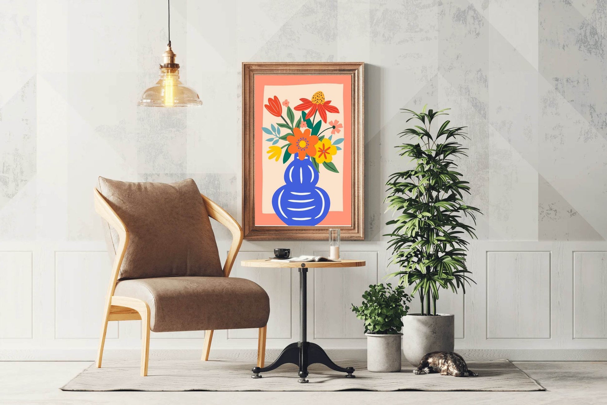 Painting a Blue Vase With Flowers Wall Art - beink online art store