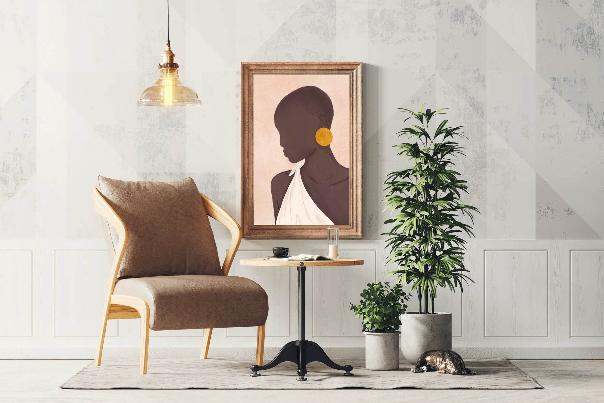 Portrait of A Black Woman With Earrings Wall Art - beink online art store