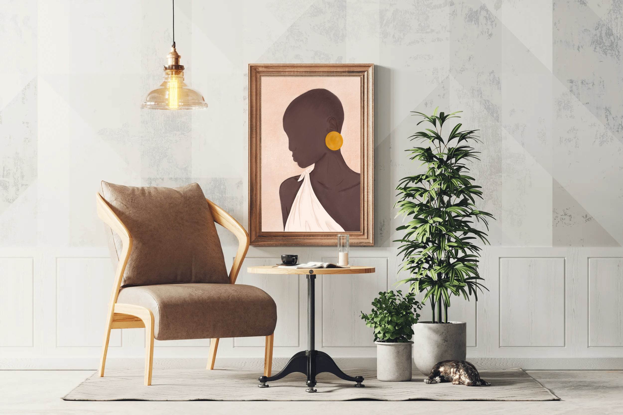 Portrait of A Black Woman With Earrings Wall Art - beink online art store