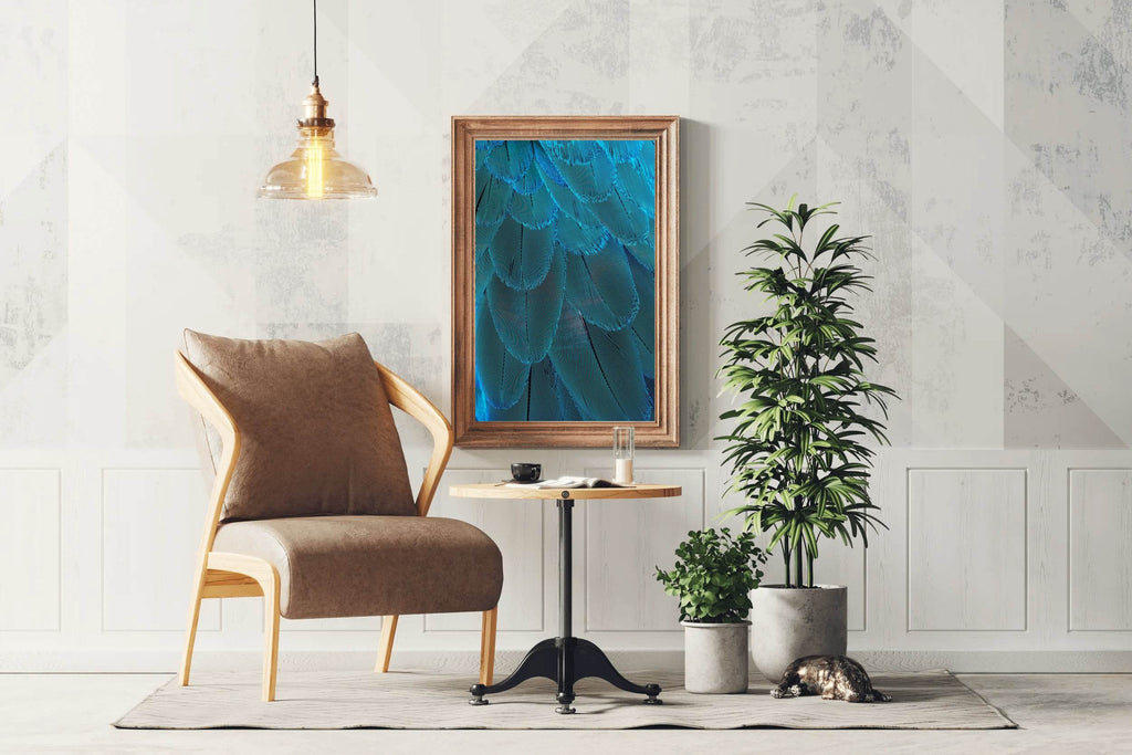 Blue Bird Feather Abstract Wall Art - beink online art store