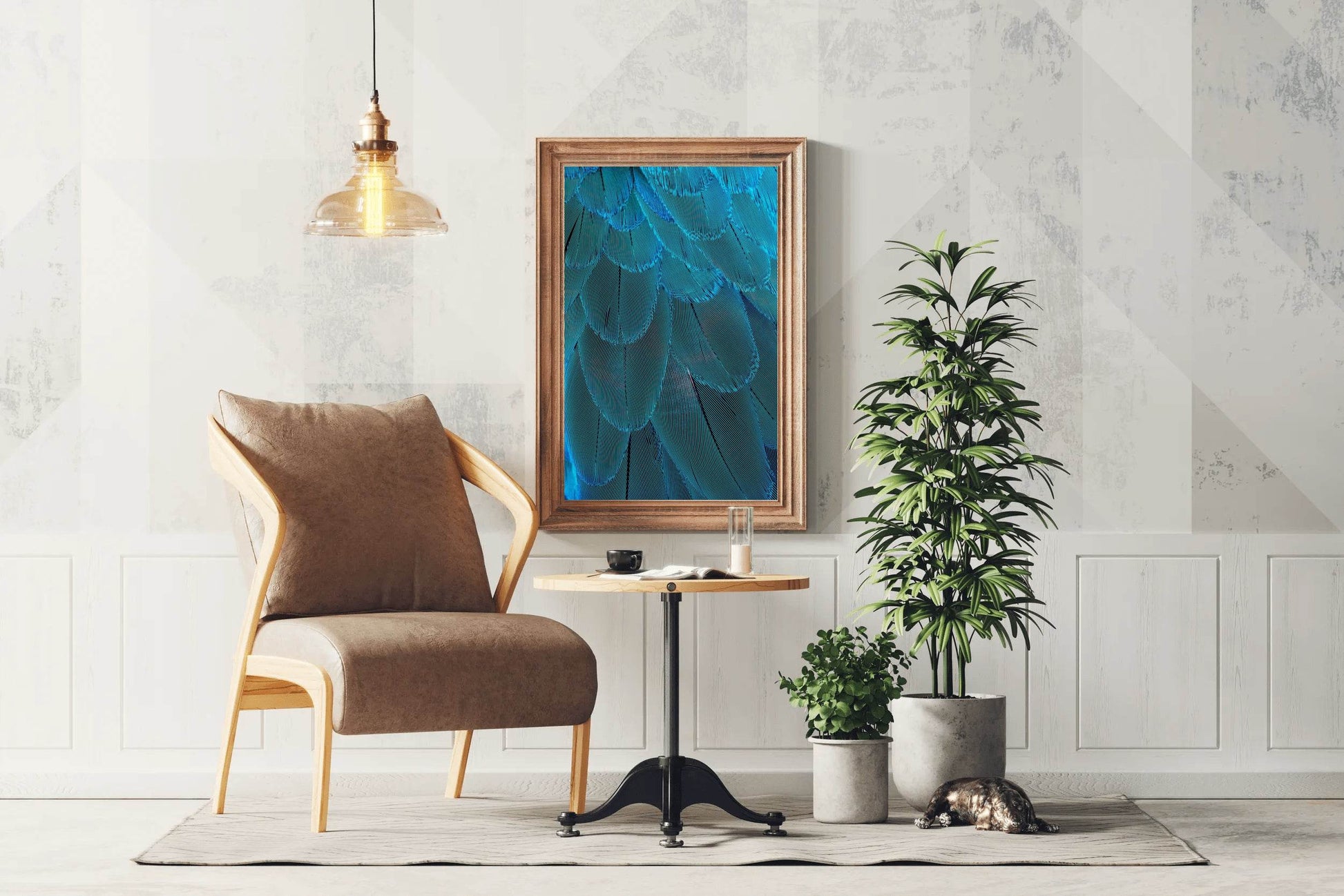 Blue Bird Feather Abstract Wall Art - beink online art store
