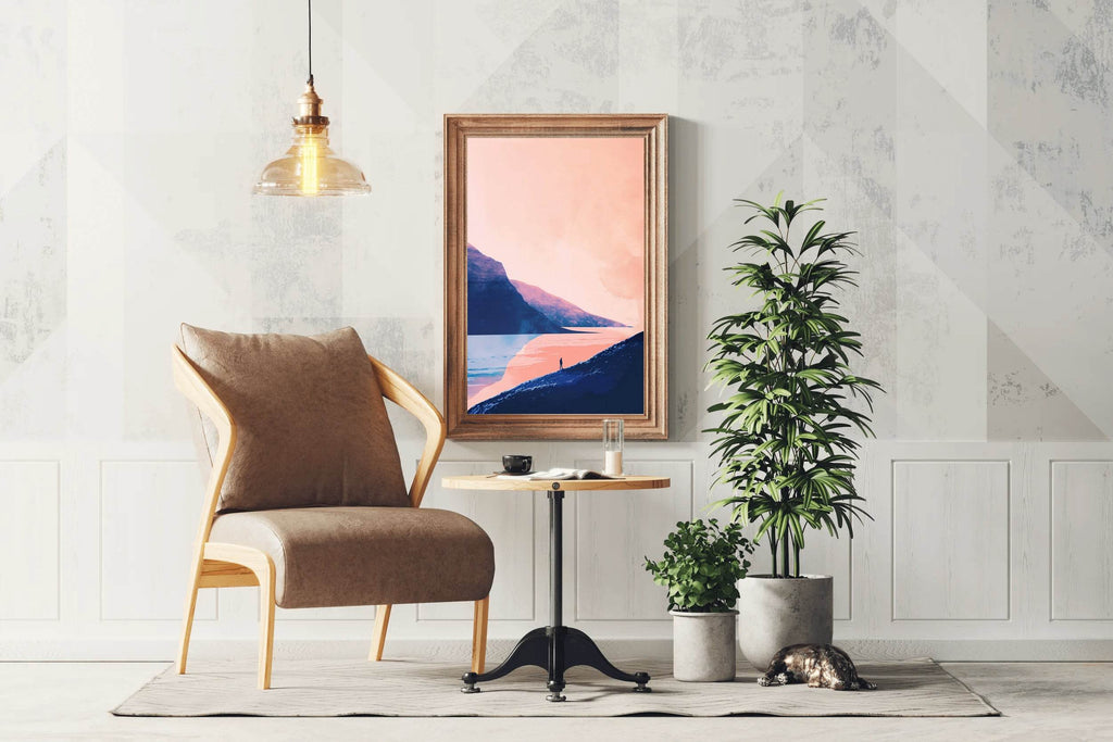 Lonely Wanderer in Pink Sunset Wall Art - beink online art store