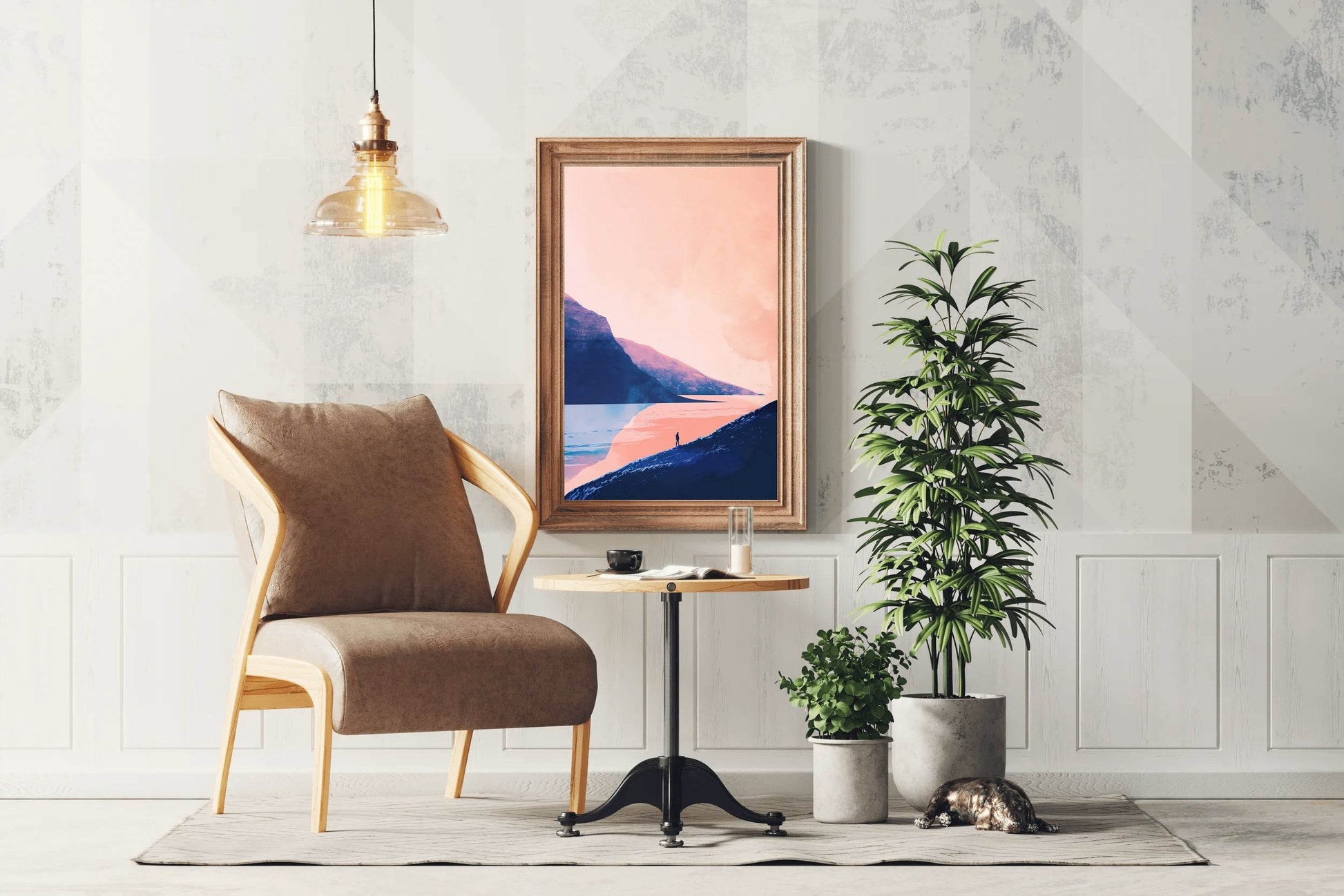 Lonely Wanderer in Pink Sunset Wall Art - beink online art store