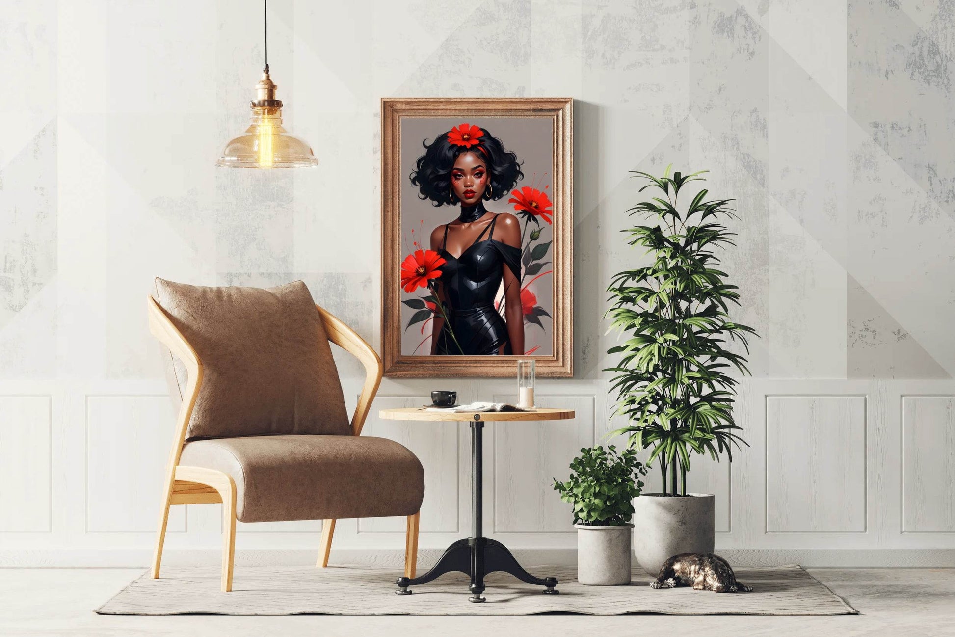 Floral Elegance Bold Beauty in Black and Red Wall Art - beink online art store