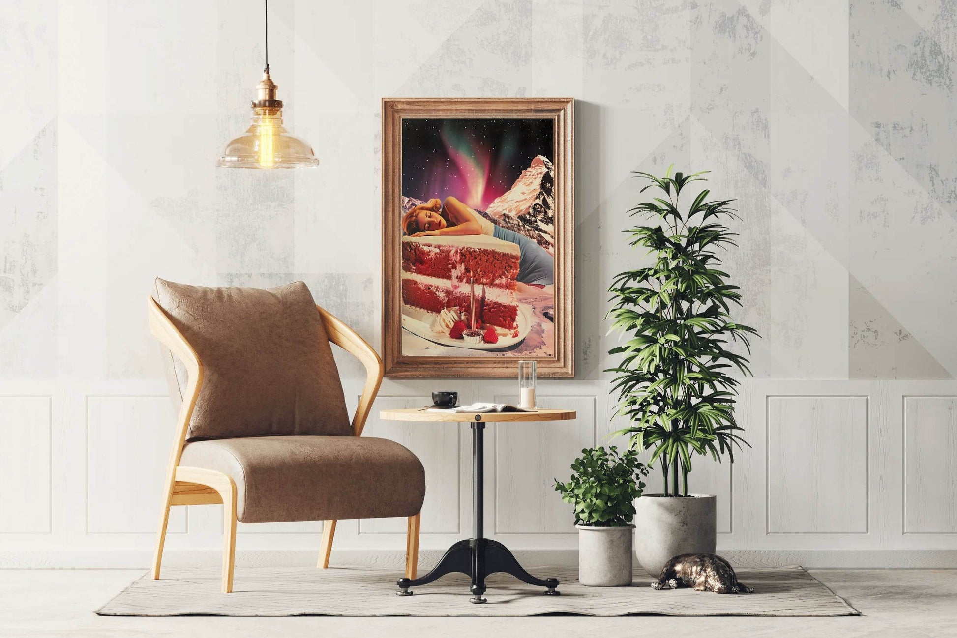 Sleeping Girl on The Cake With Space Background Wall Art - beink online art store