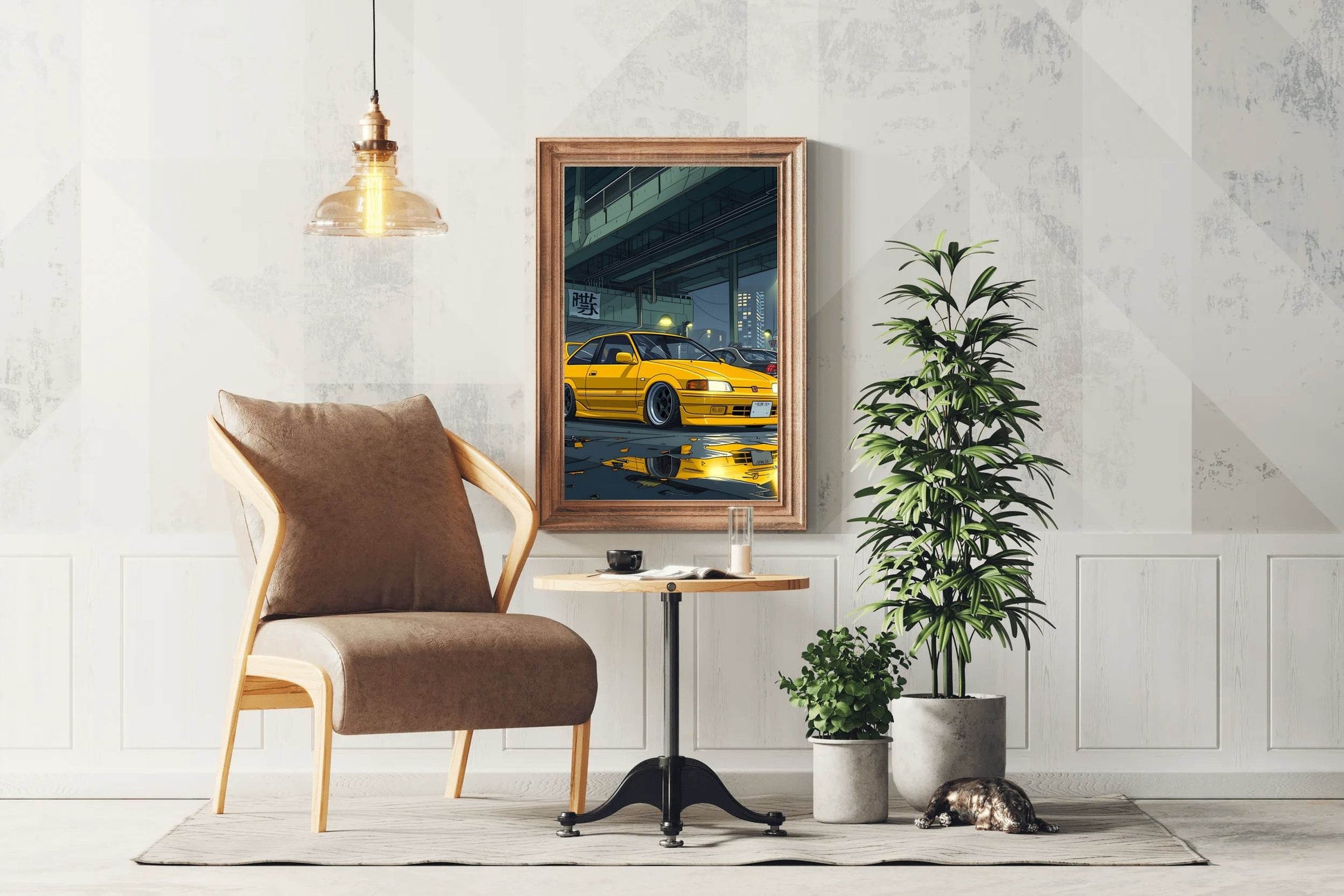 Car Honda Civic Yellow Wall Art - beink online art store