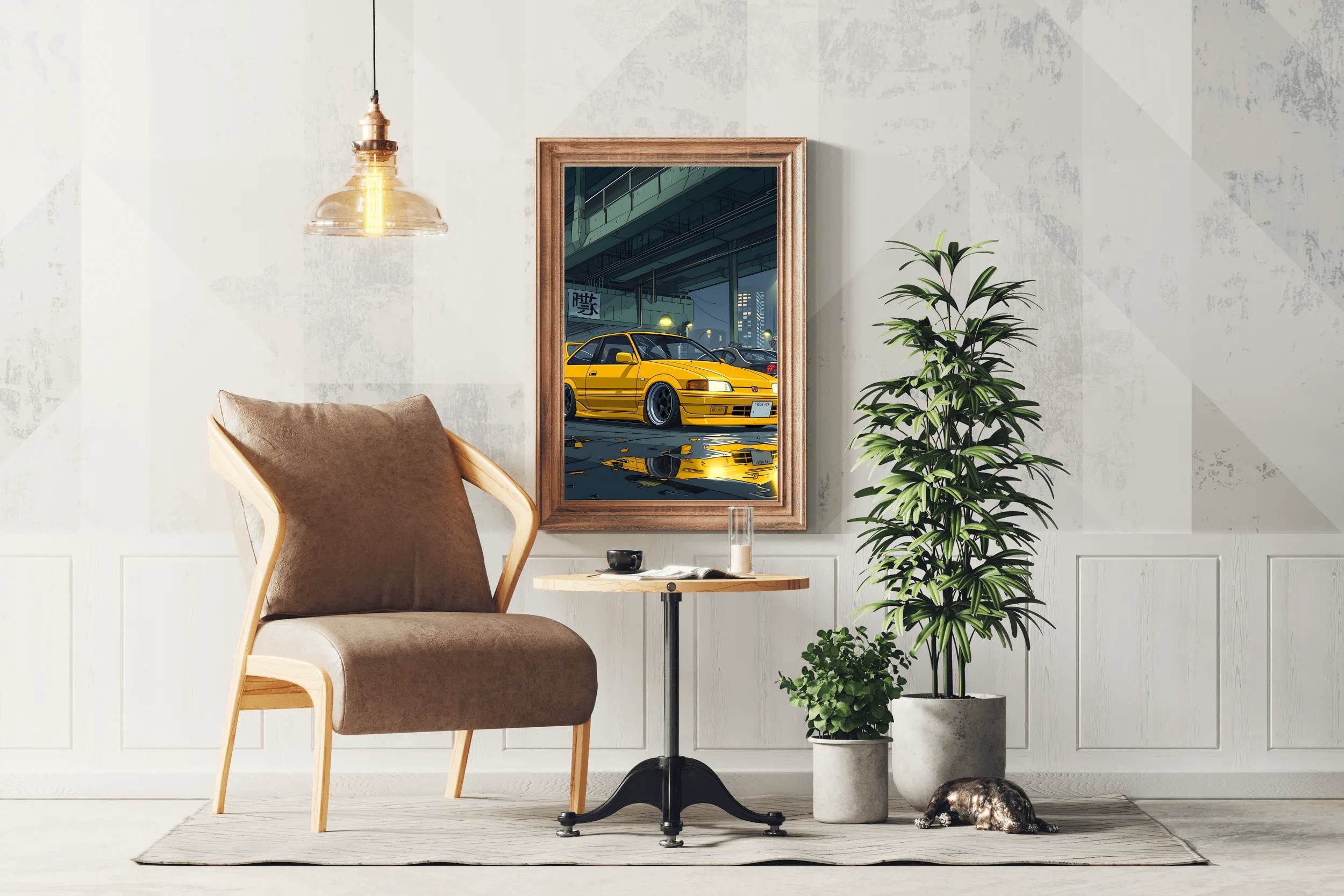 Car Honda Civic Yellow Wall Art - beink online art store