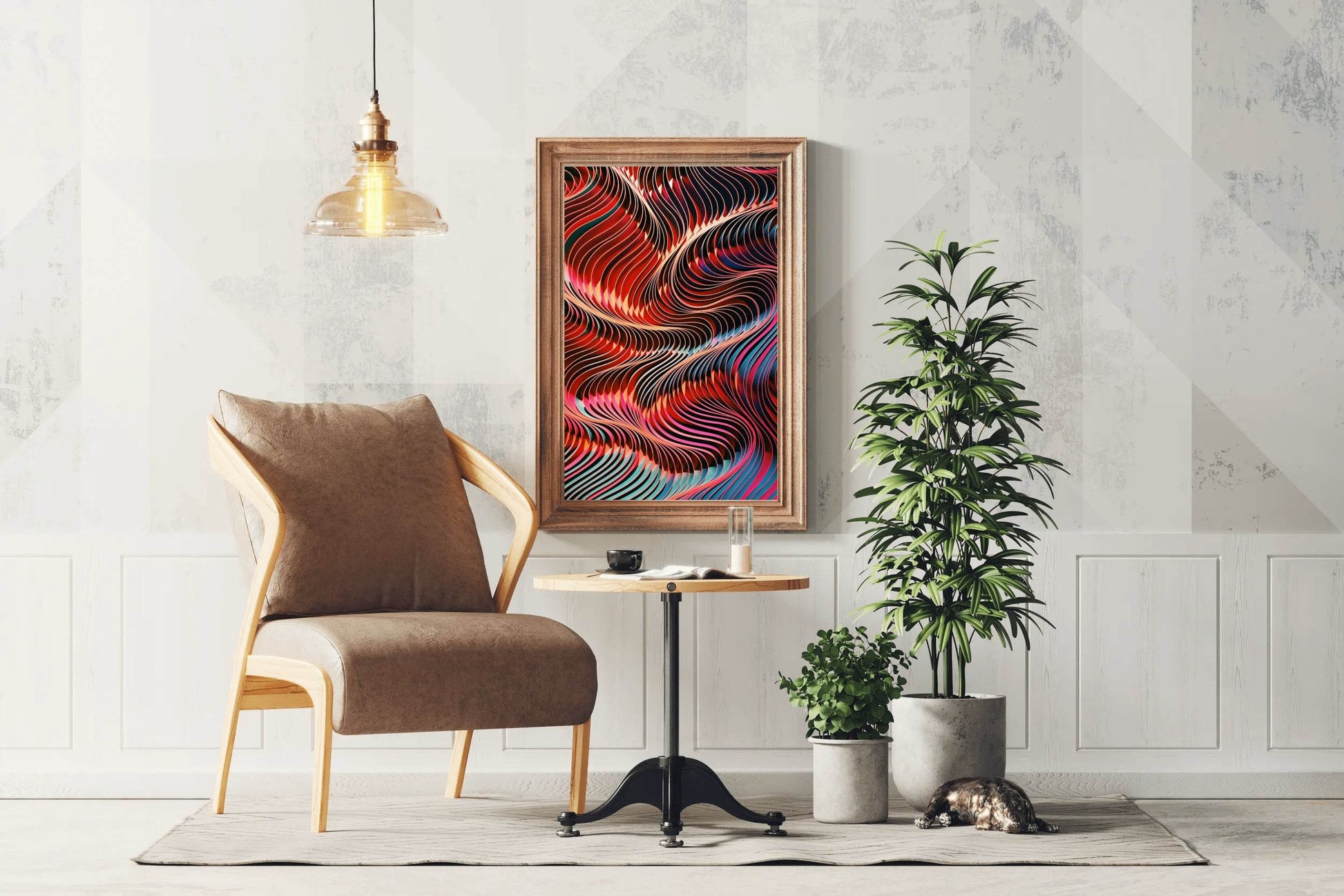 Dark Multicolor Lines Abstract Wall Art - beink online art store