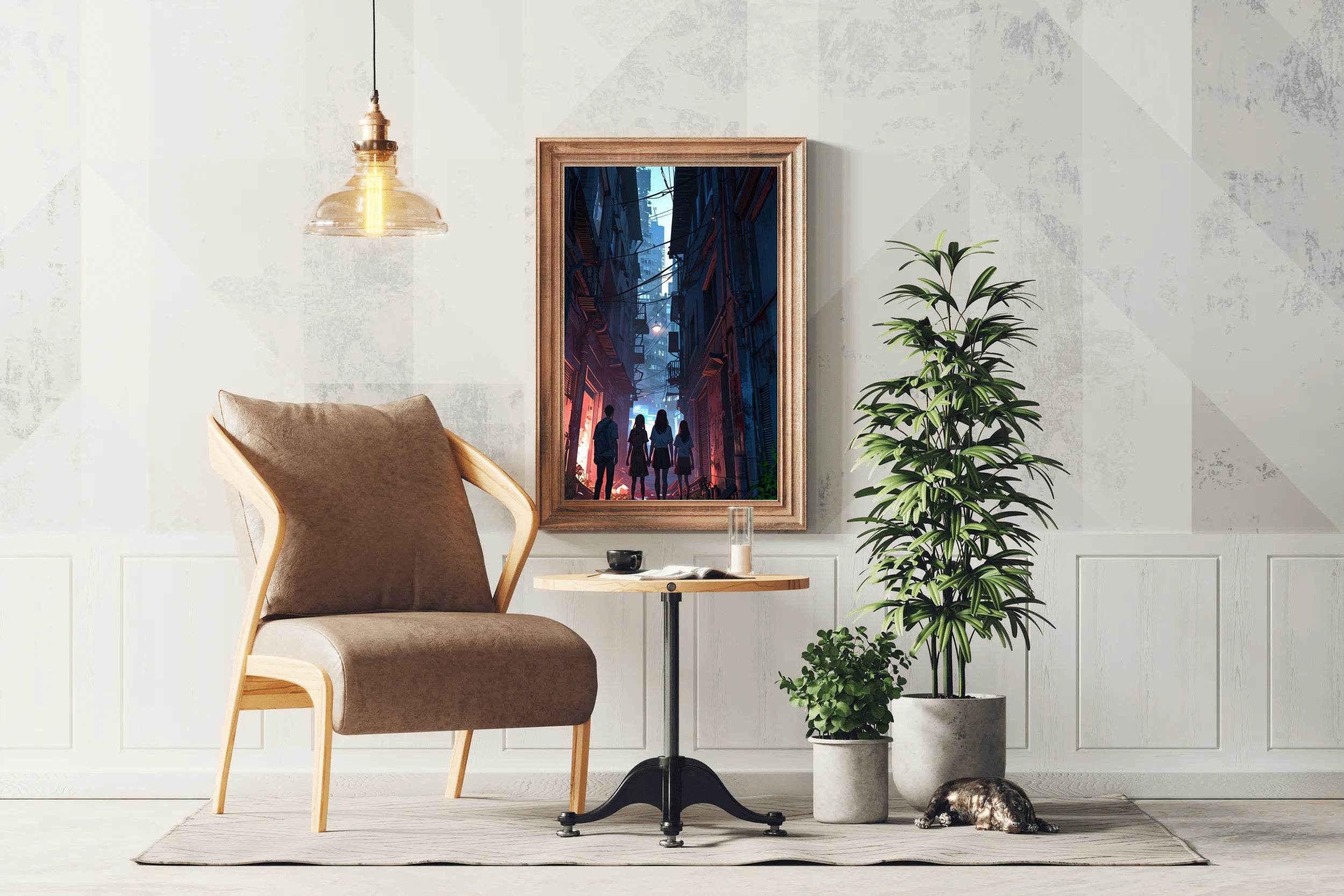 Friends In Night Alleyway Anime Wall Art - beink online art store