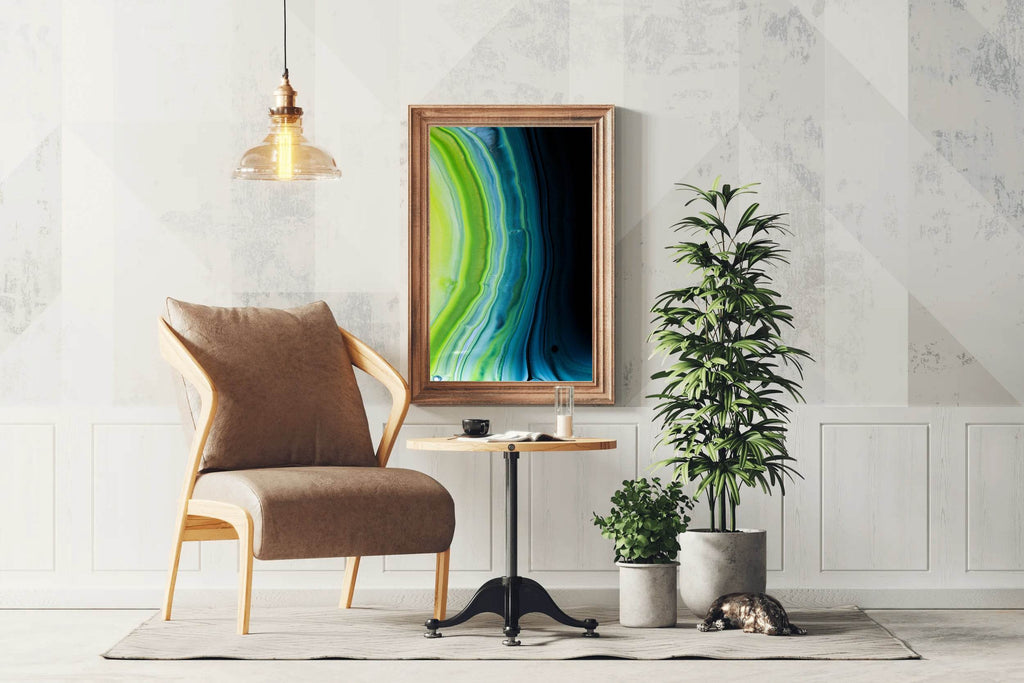Dark and Green Waves Abstract Wall Art - beink online art store